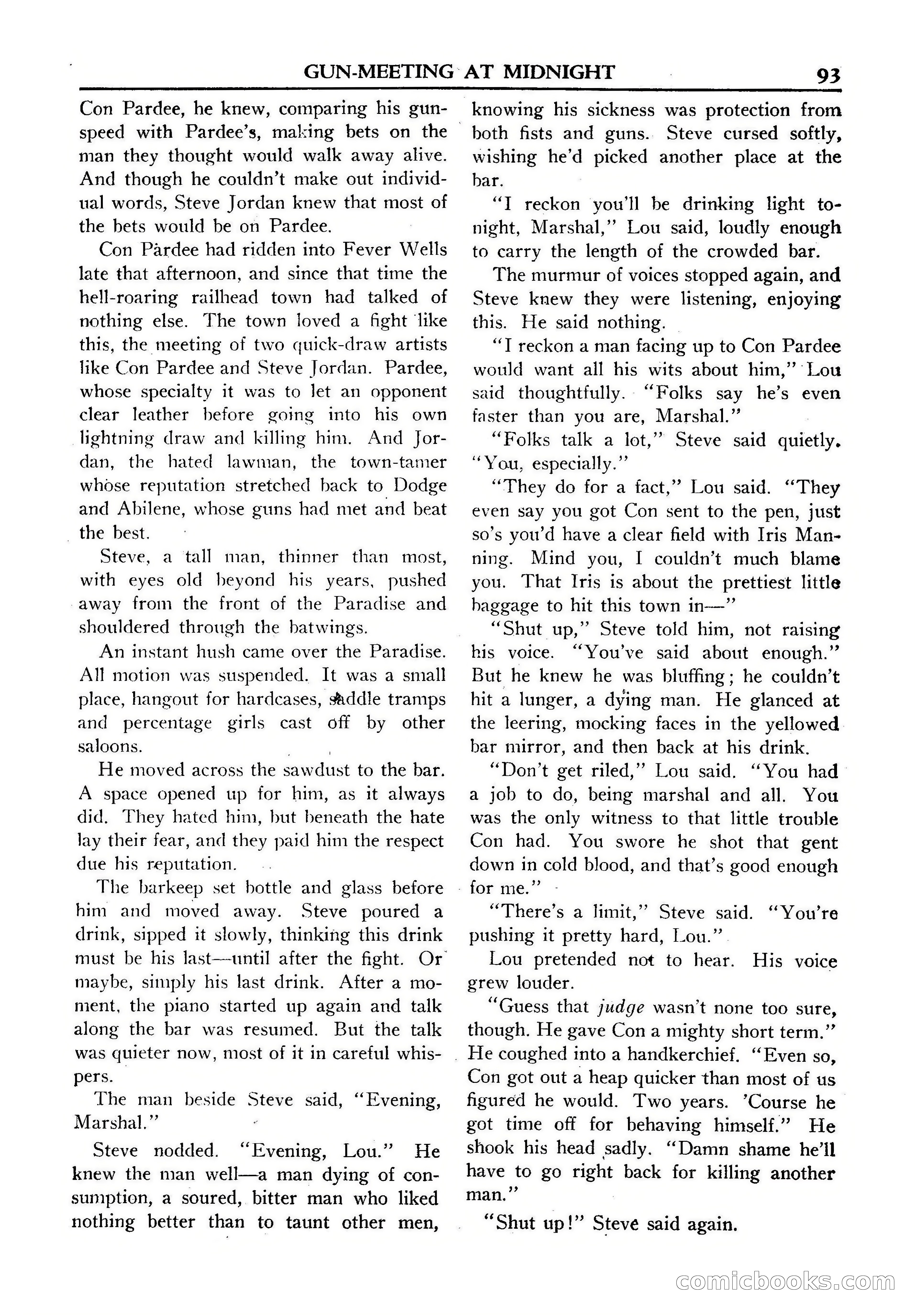 Fifteen Western Tales, January 1953 — page 93: Pulp Fiction, 1953