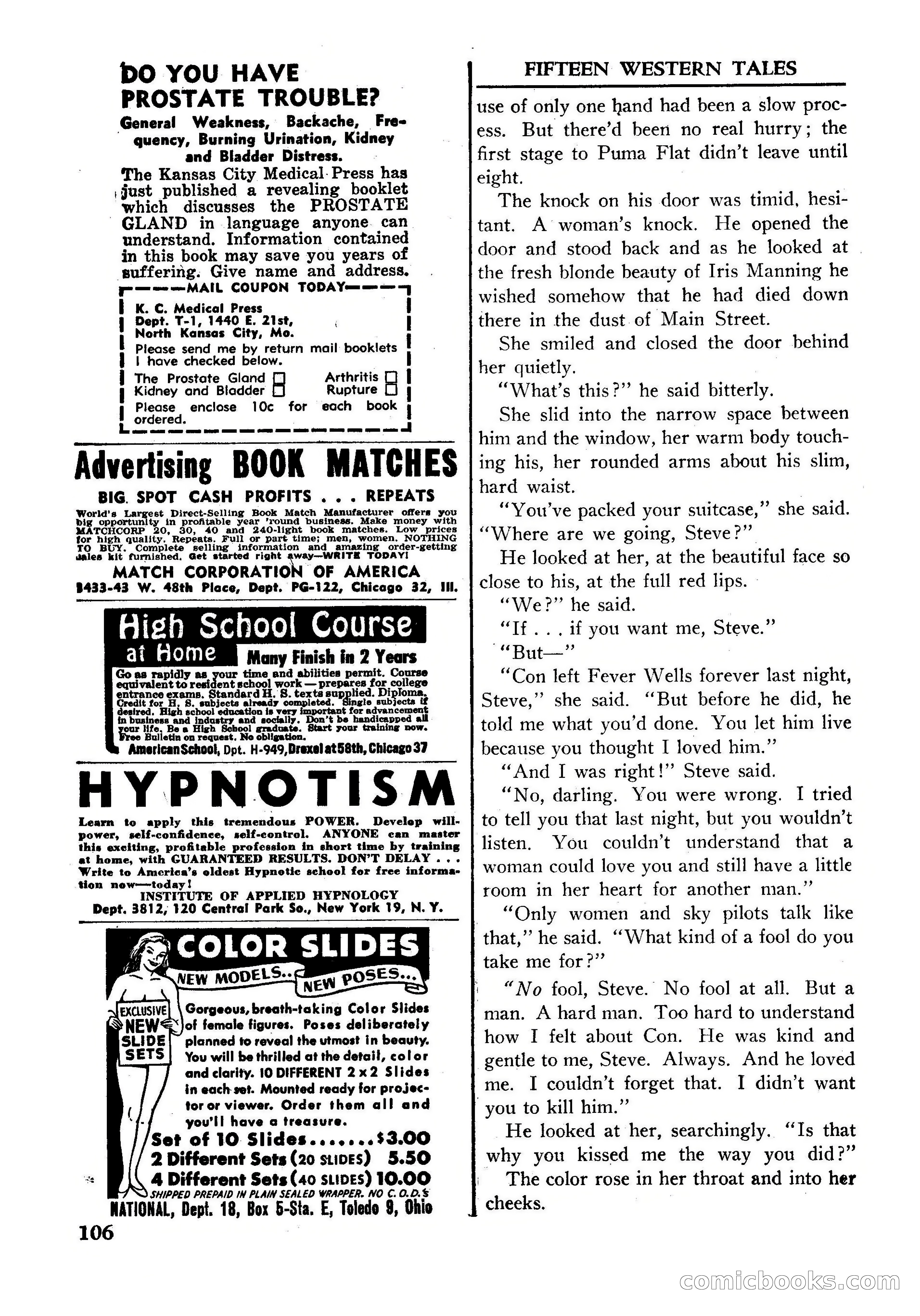 Fifteen Western Tales, January 1953 — page 106: Pulp Fiction, 1953