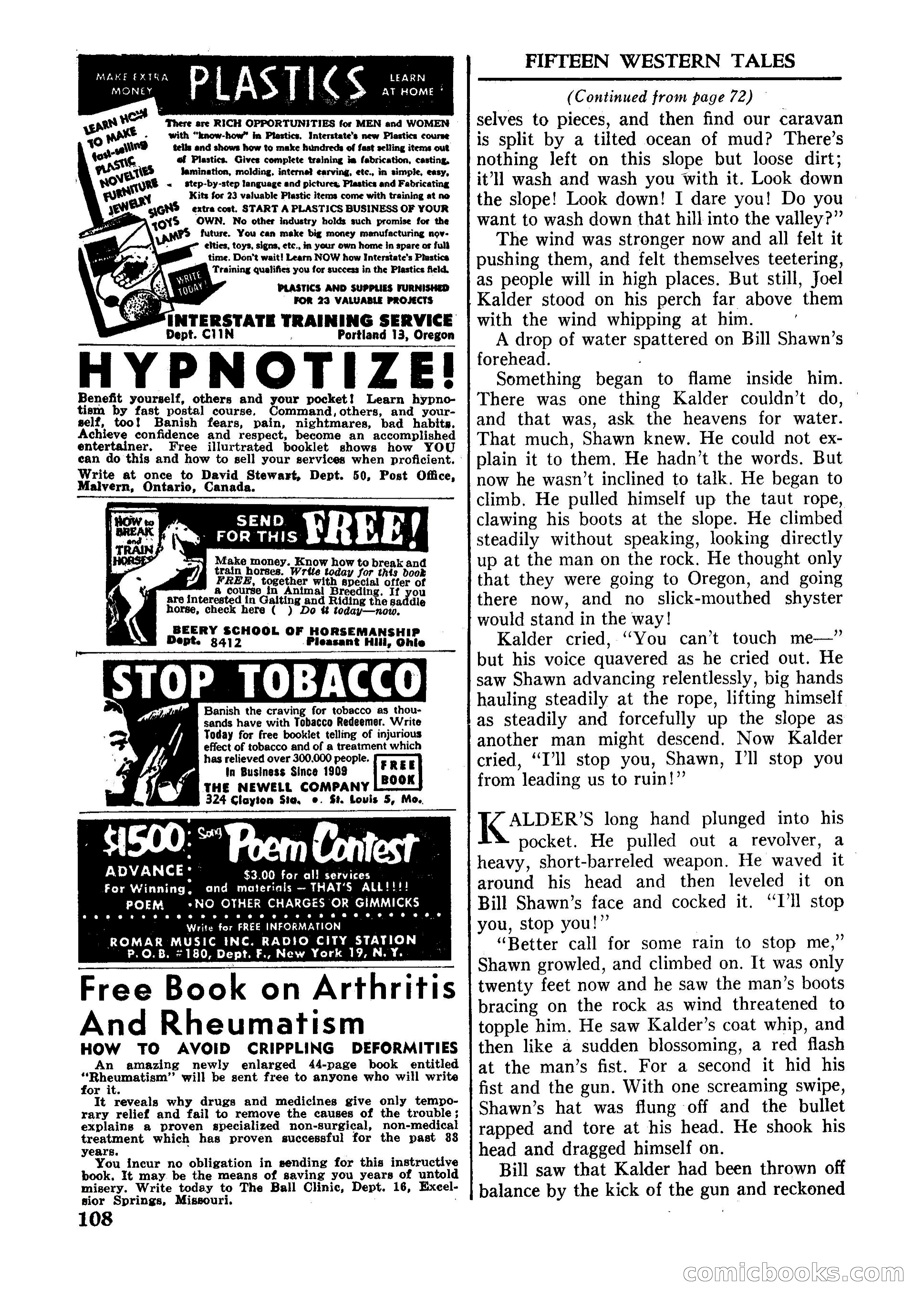 Fifteen Western Tales, January 1953 — page 108: Pulp Fiction, 1953