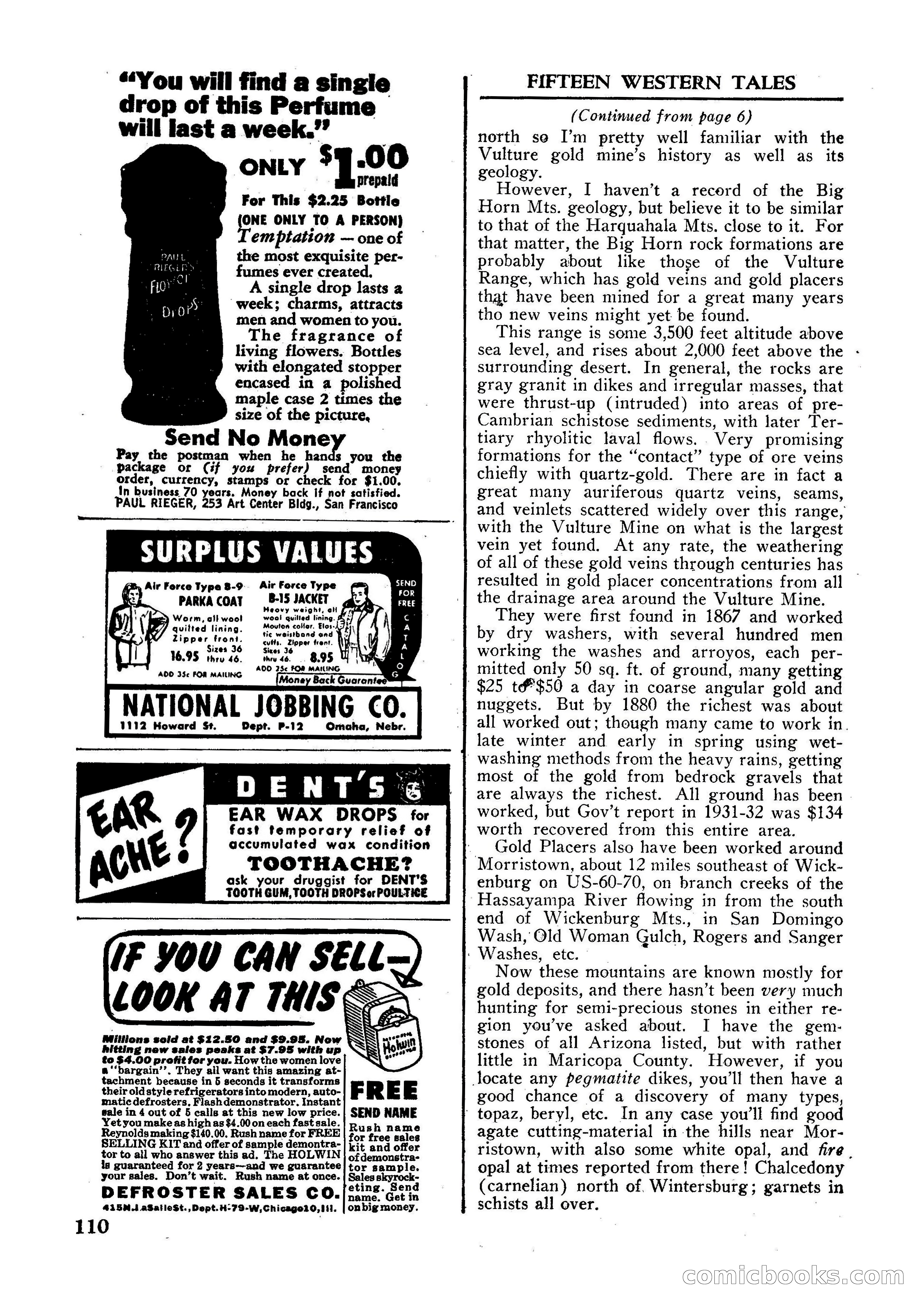 Fifteen Western Tales, January 1953 — page 110: Pulp Fiction, 1953