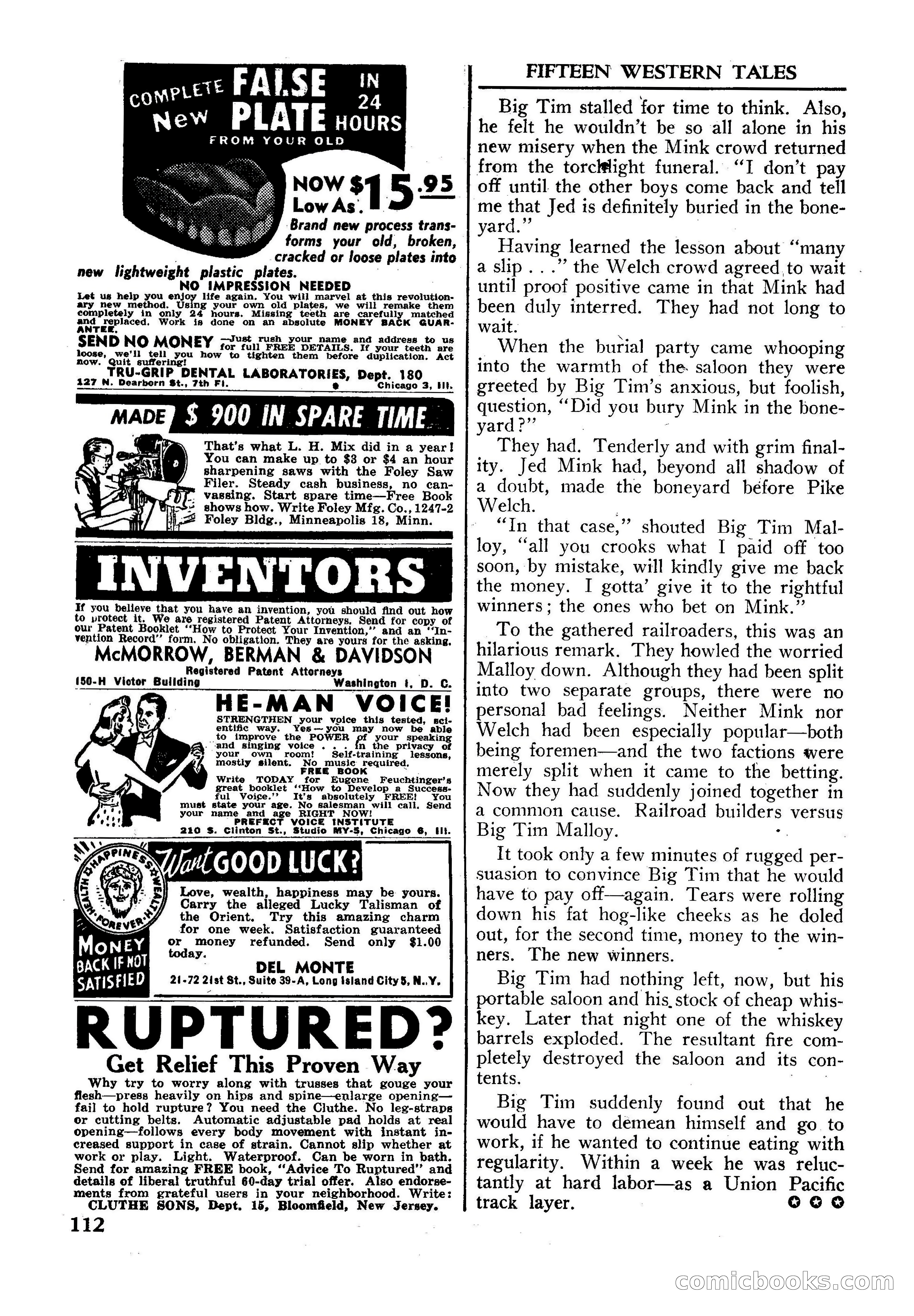 Fifteen Western Tales, January 1953 — page 112: Pulp Fiction, 1953
