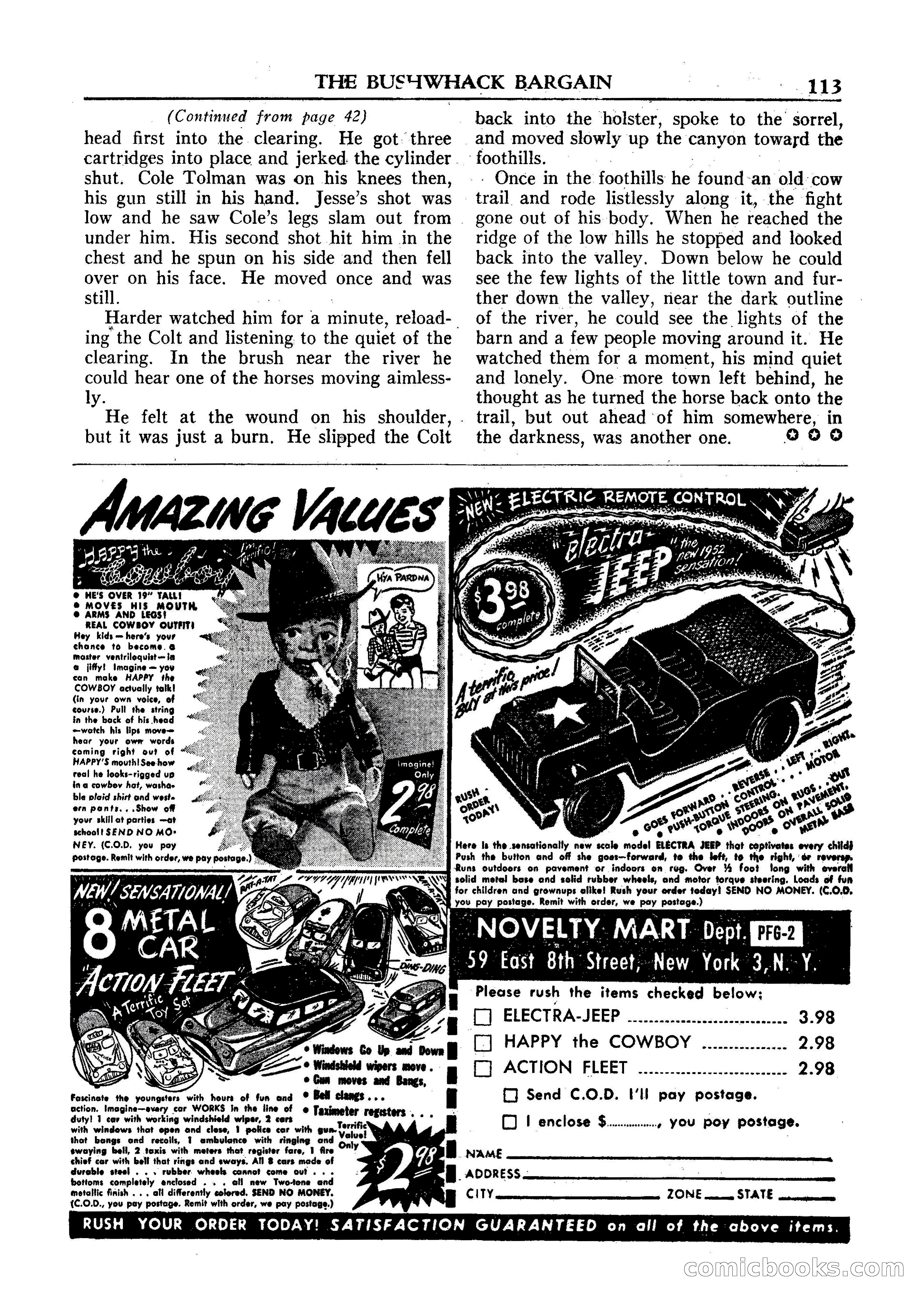 Fifteen Western Tales, January 1953 — page 113: Pulp Fiction, 1953