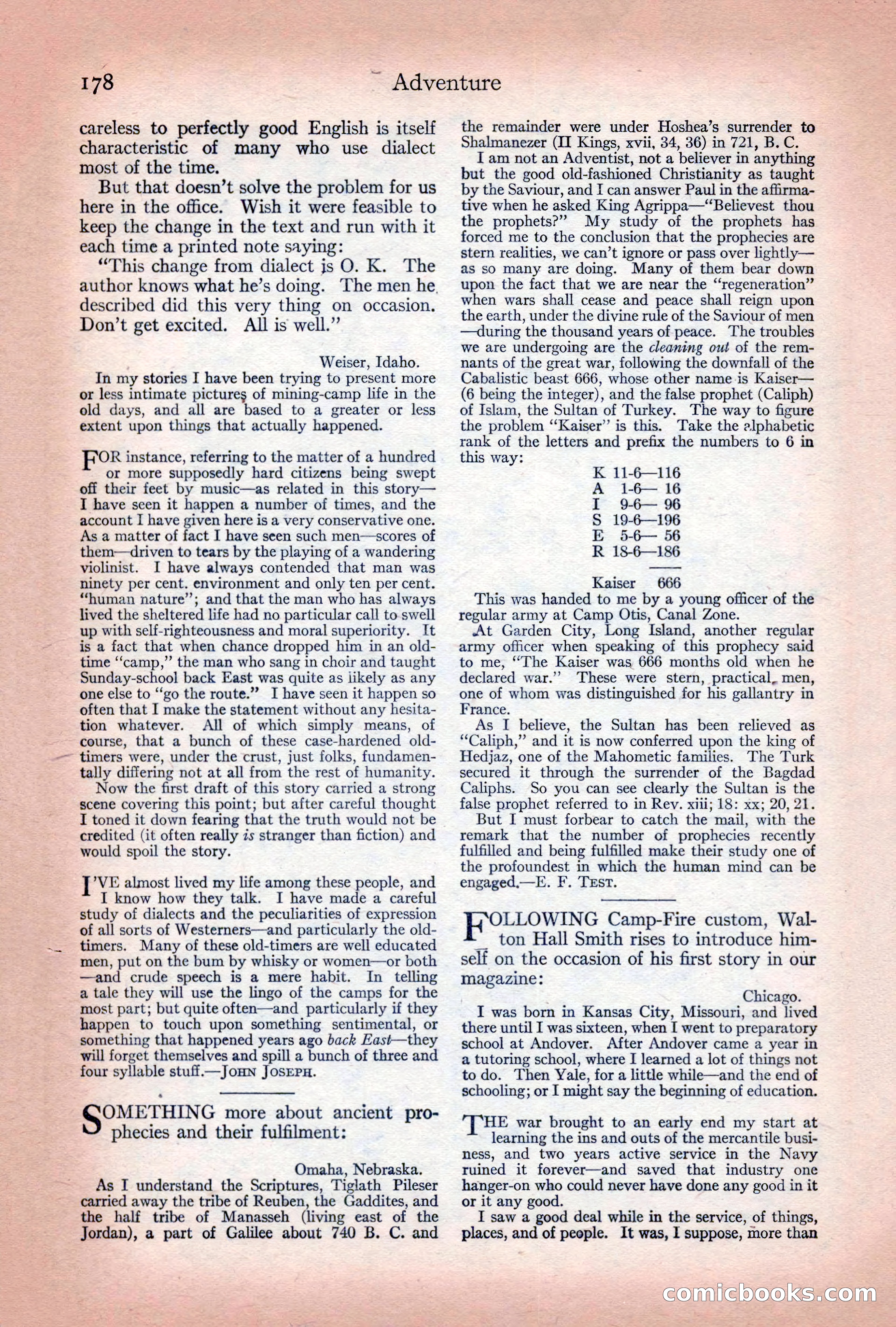 Adventure Magazine Cover, December 10, 1922 — page 184 of 200