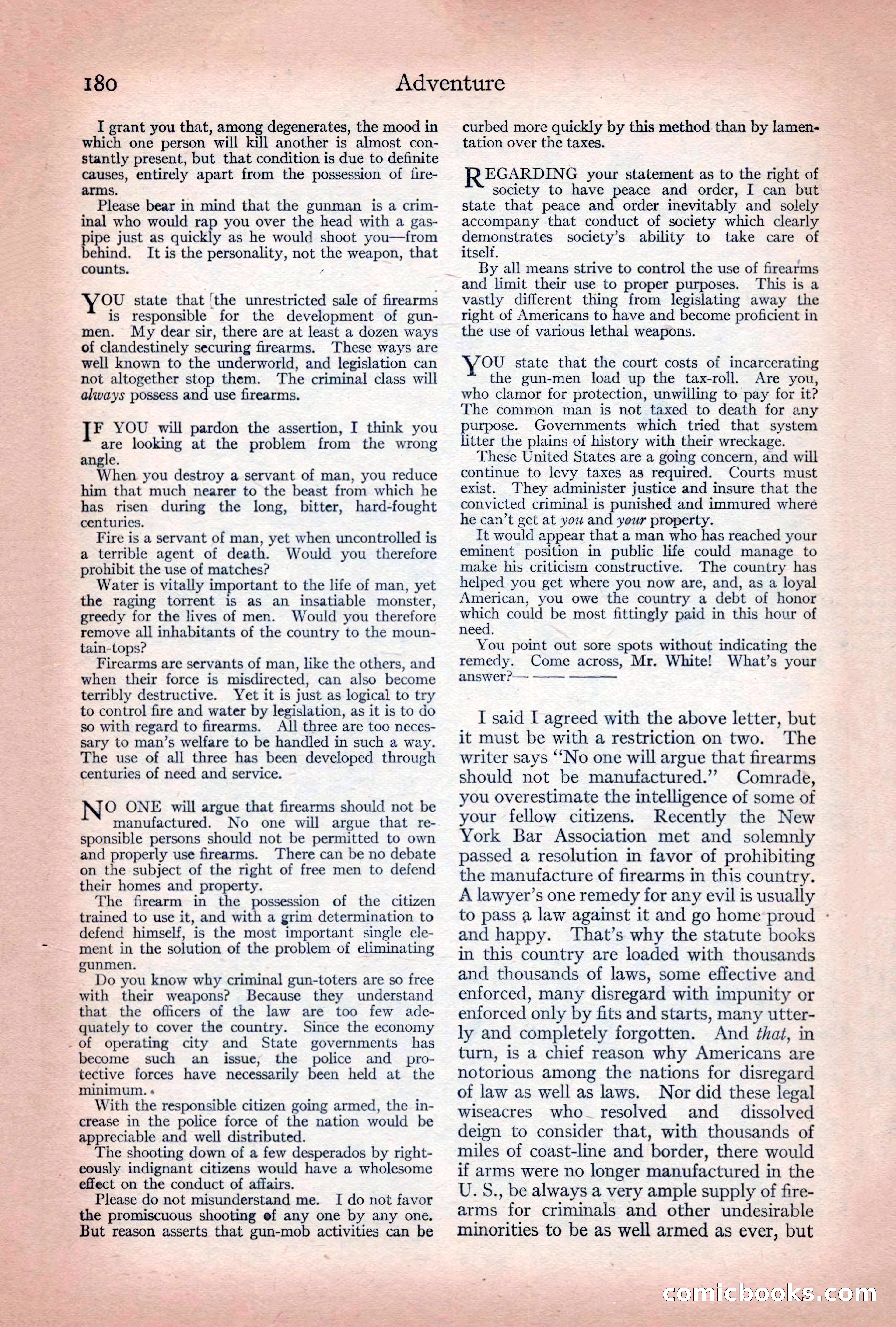 Adventure Magazine Cover, December 10, 1922 — page 186 of 200