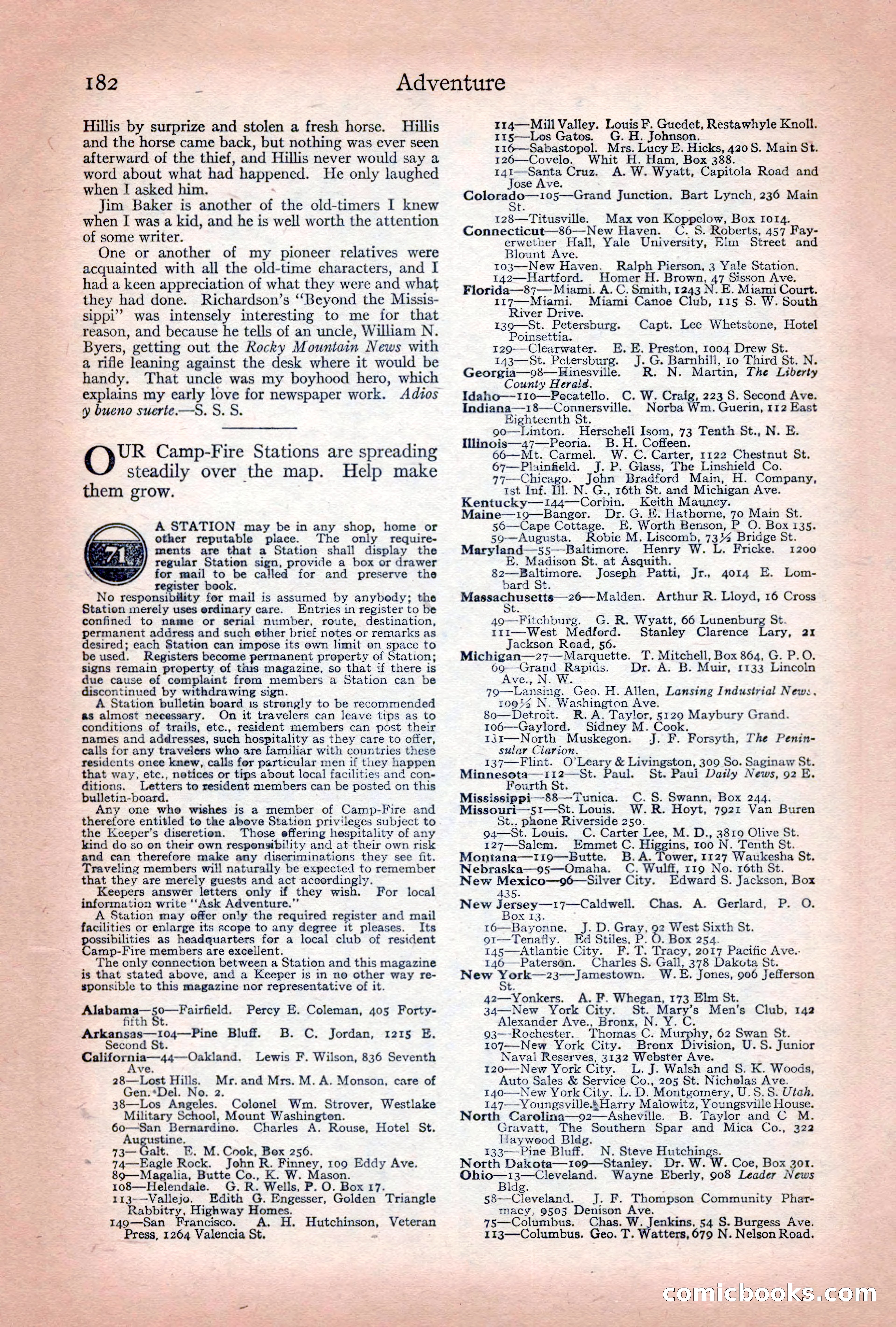 Adventure Magazine Cover, December 10, 1922 — page 188 of 200