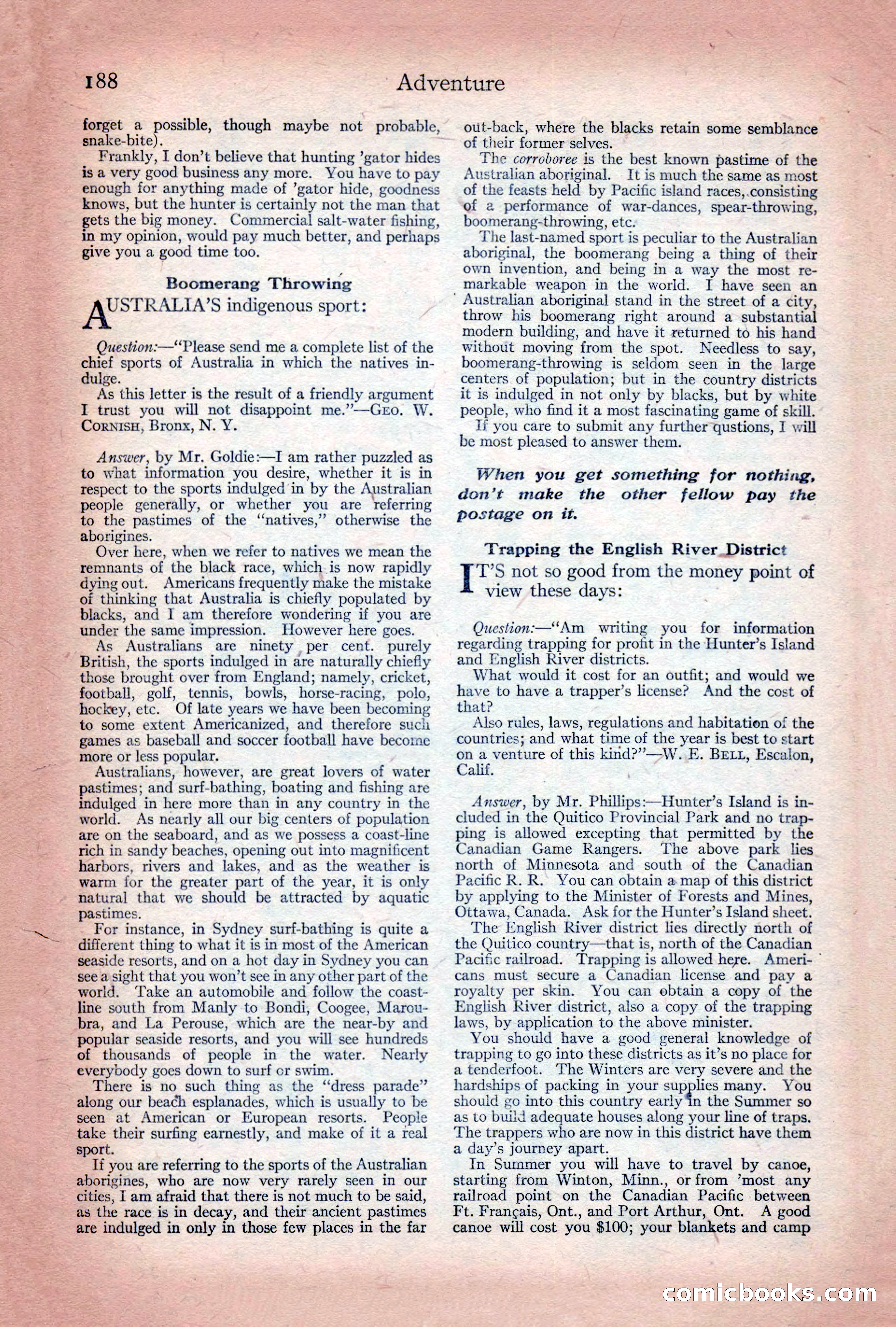 Adventure Magazine Cover, December 10, 1922 — page 194 of 200