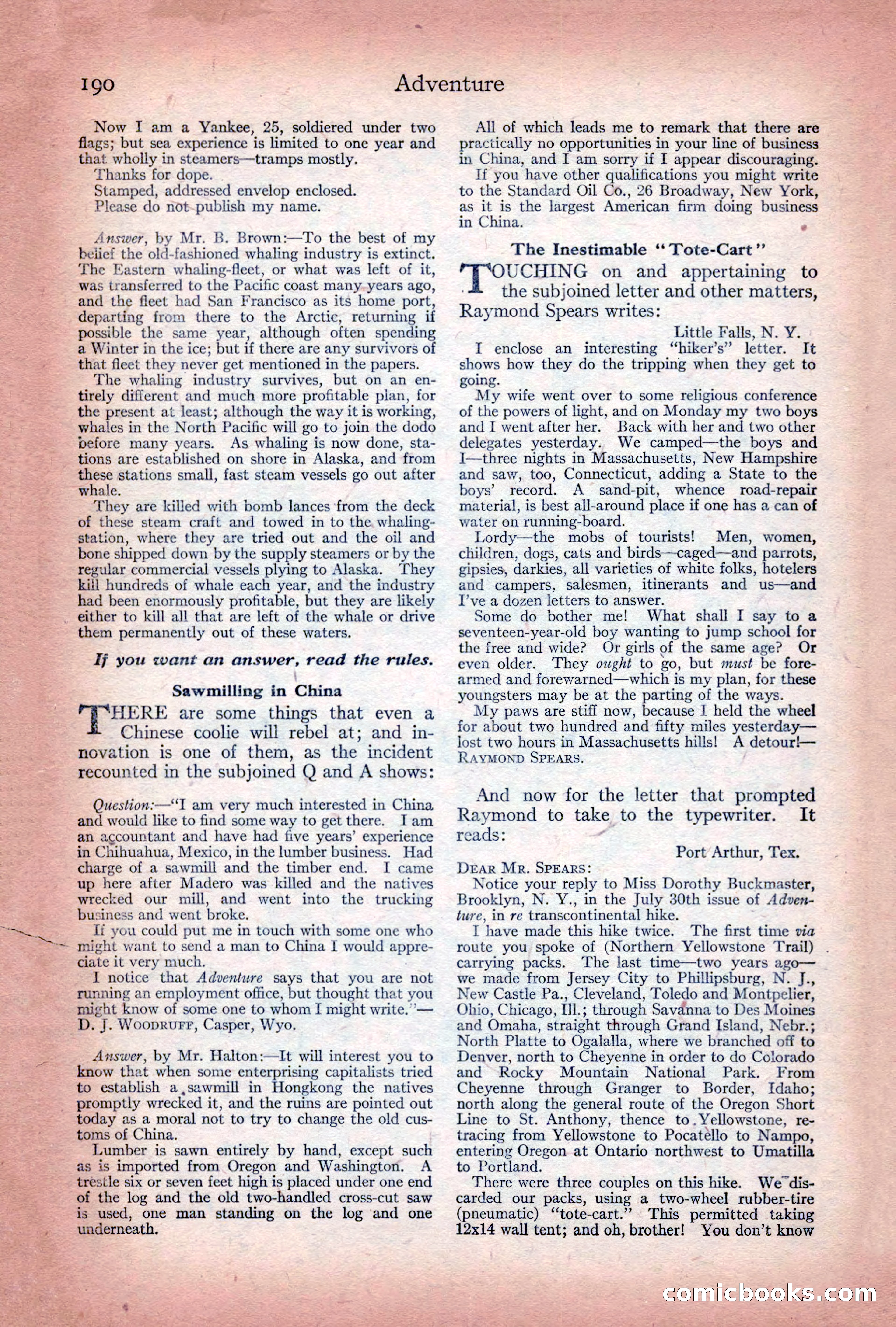 Adventure Magazine Cover, December 10, 1922 — page 196 of 200