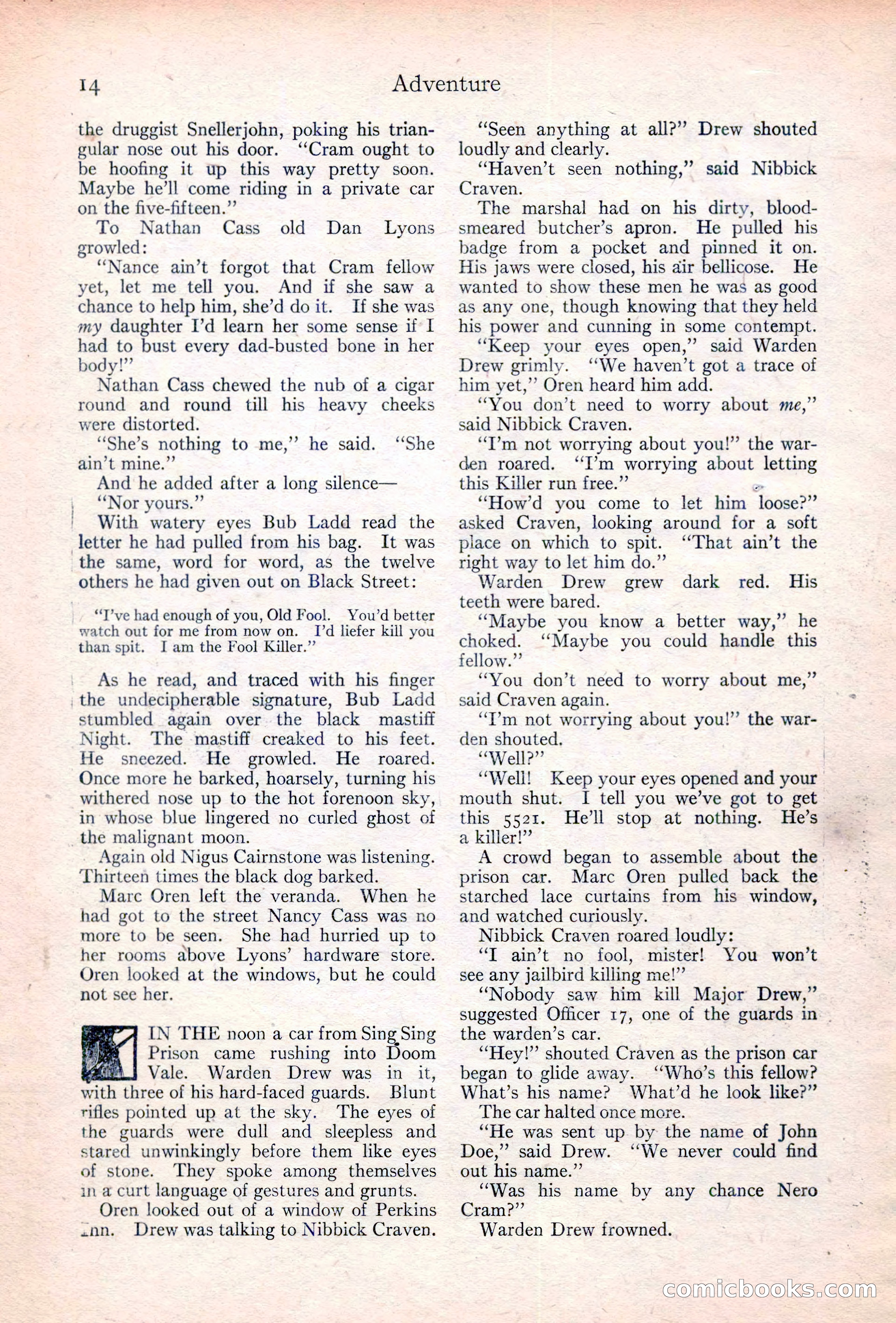 Adventure Magazine Cover, June 20, 1923 — page 16 of 196