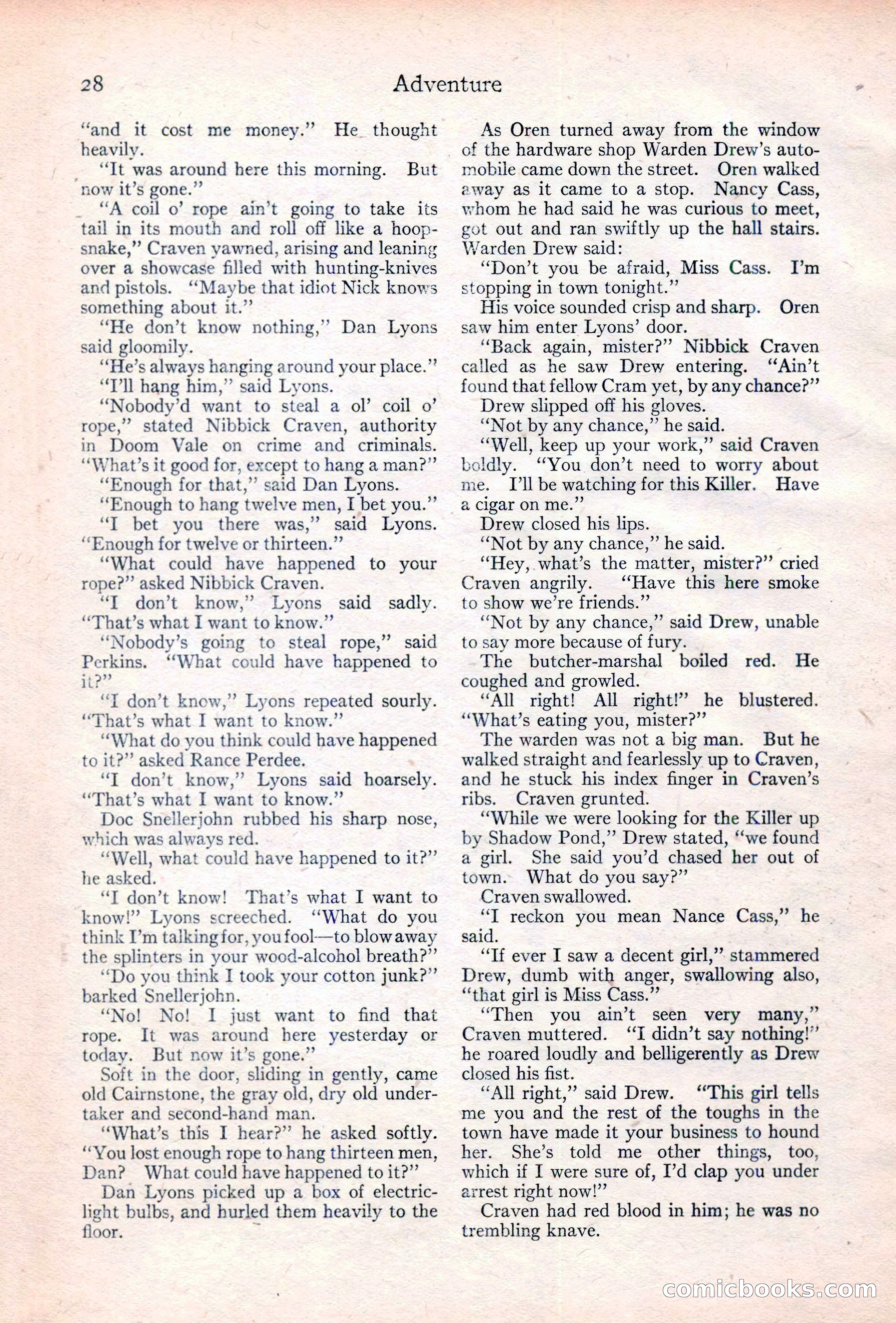 Adventure Magazine Cover, June 20, 1923 — page 30 of 196