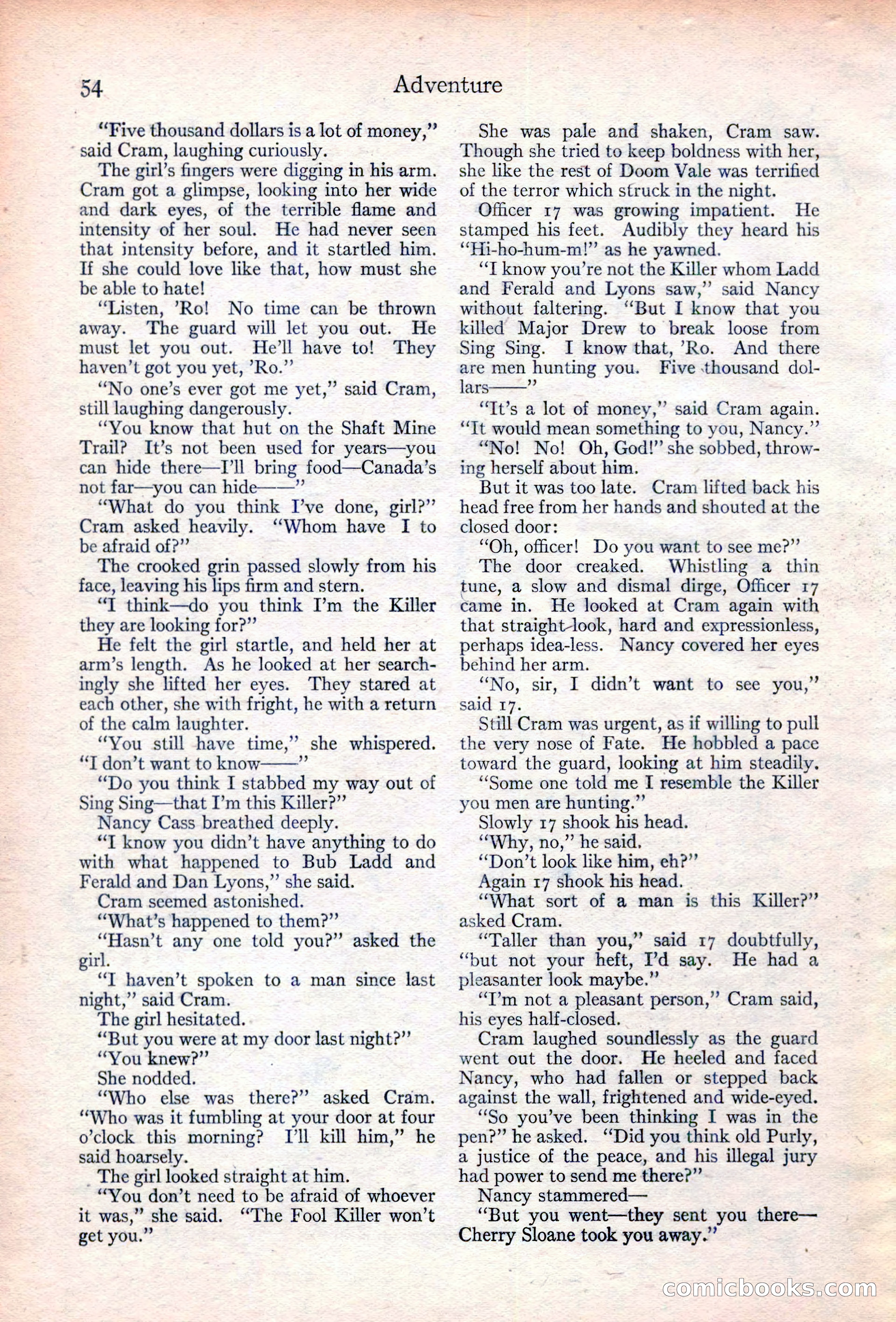 Adventure Magazine Cover, June 20, 1923 — page 56 of 196