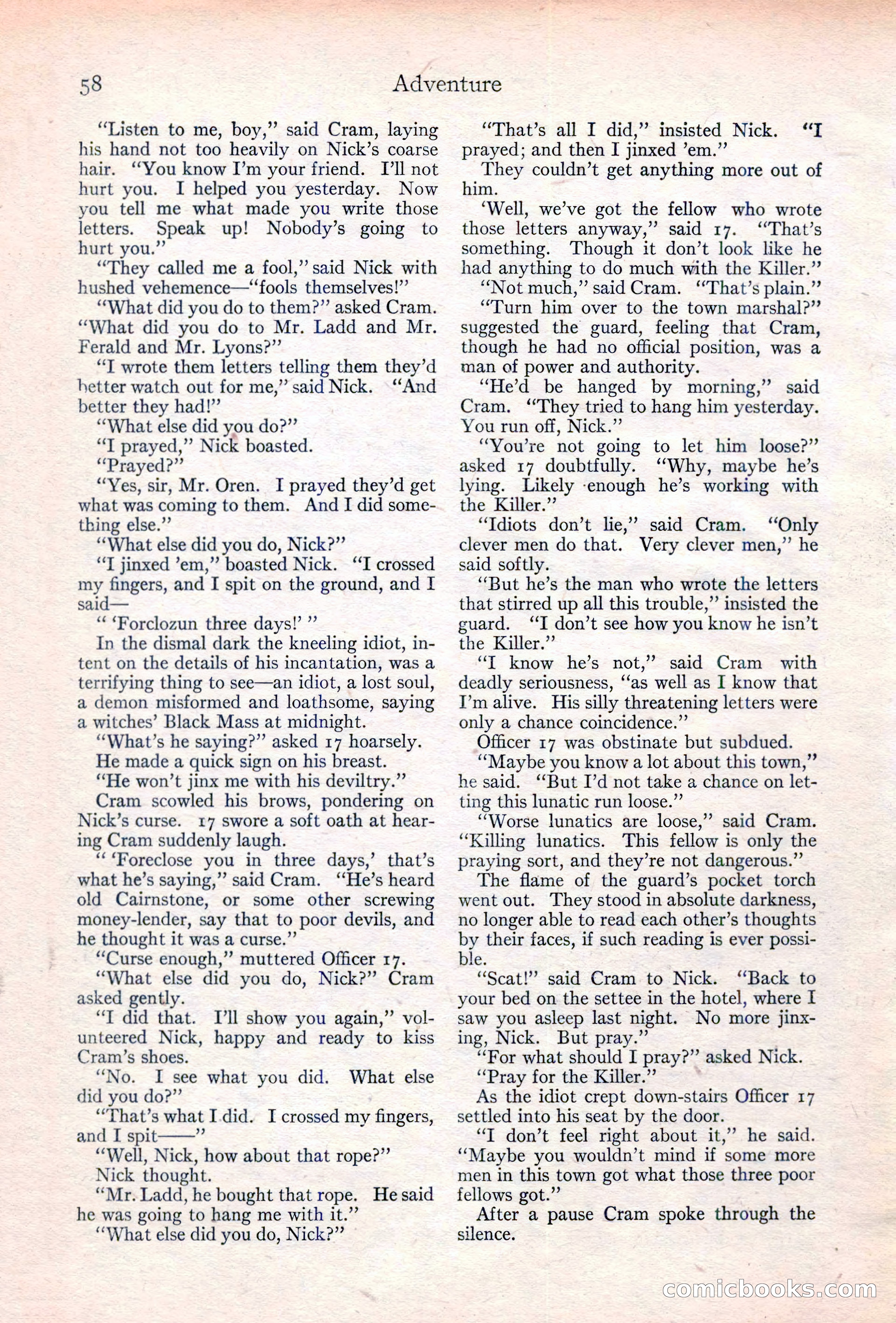 Adventure Magazine Cover, June 20, 1923 — page 60 of 196