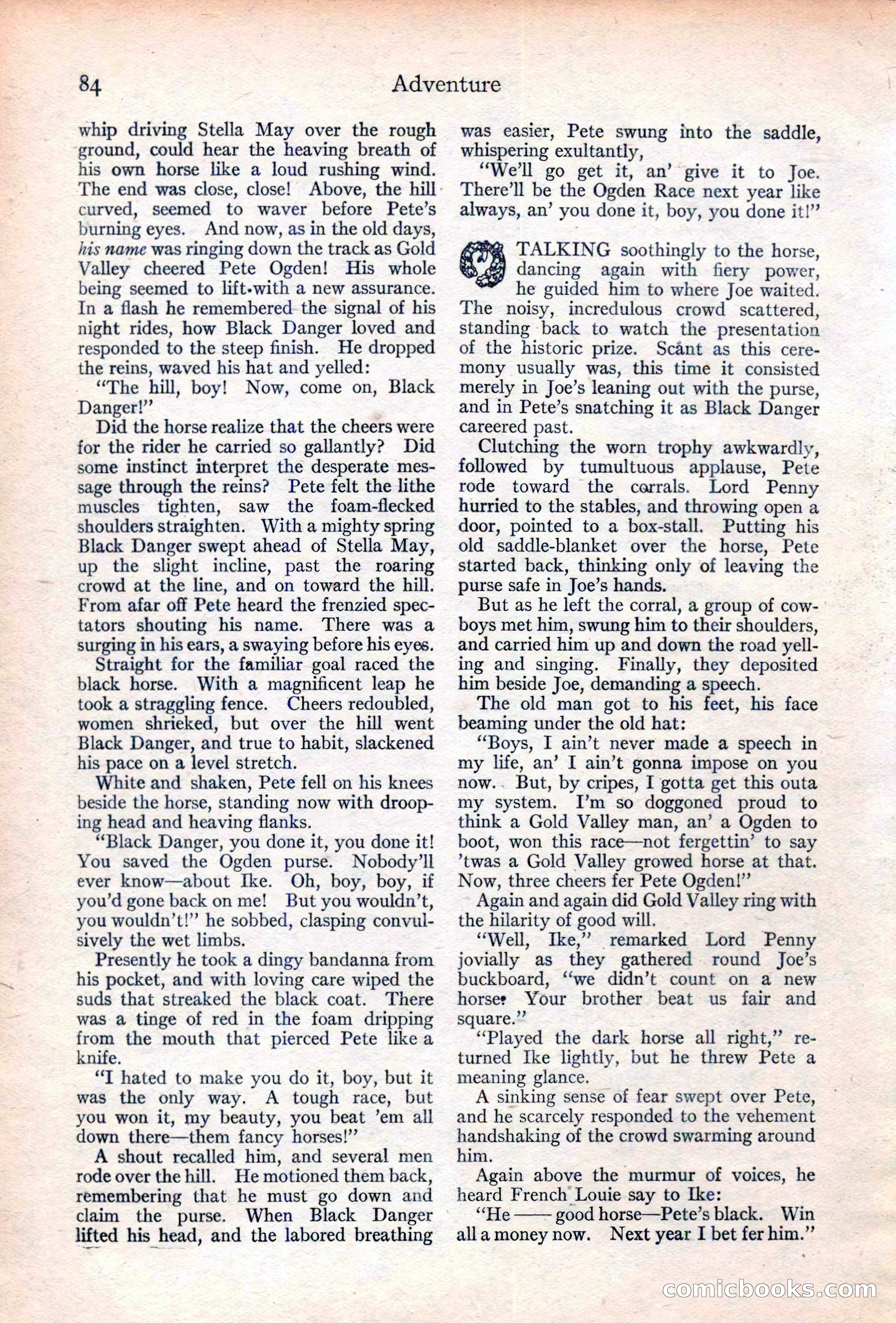 Adventure Magazine Cover, June 20, 1923 — page 86 of 196