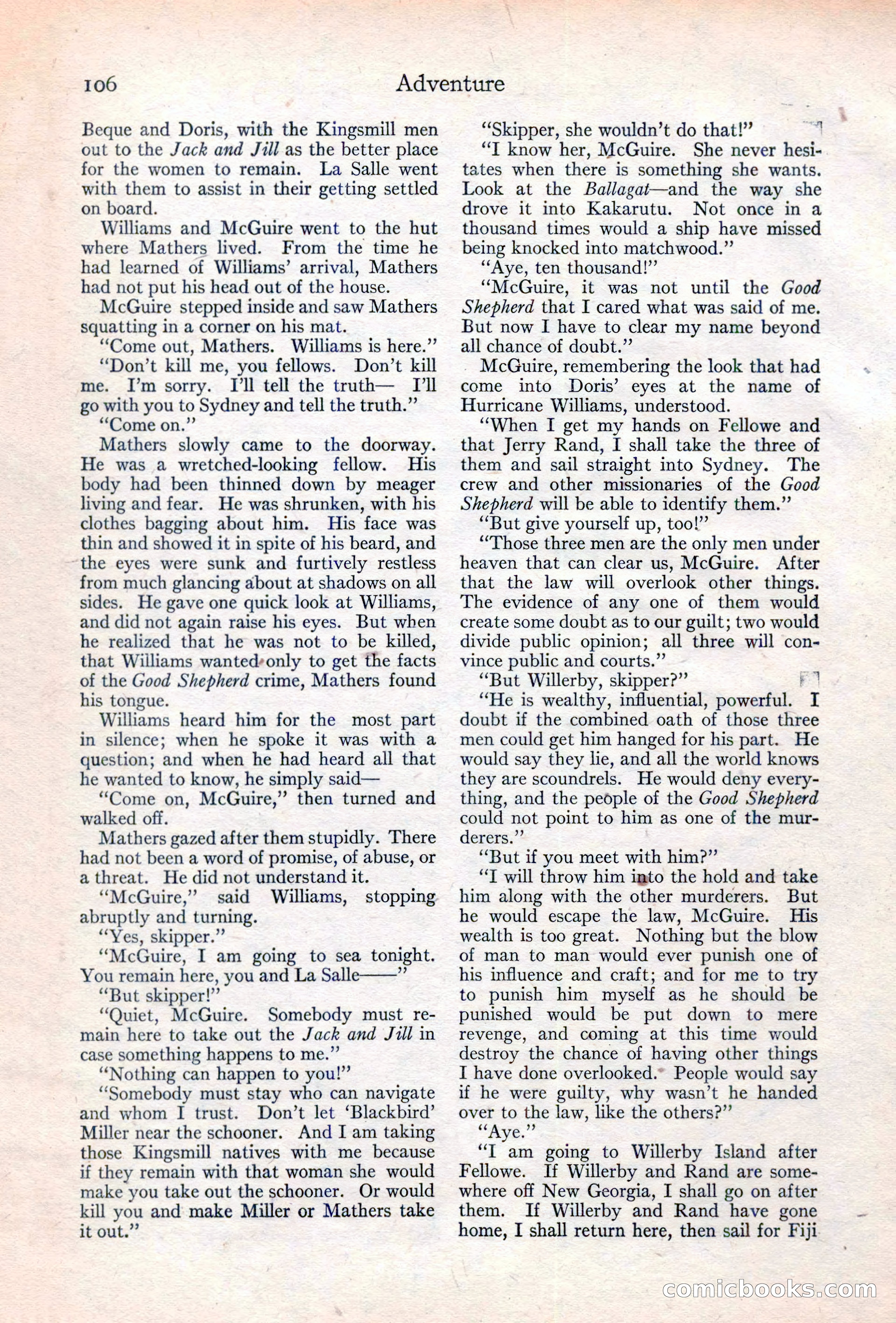 Adventure Magazine Cover, June 20, 1923 — page 108 of 196