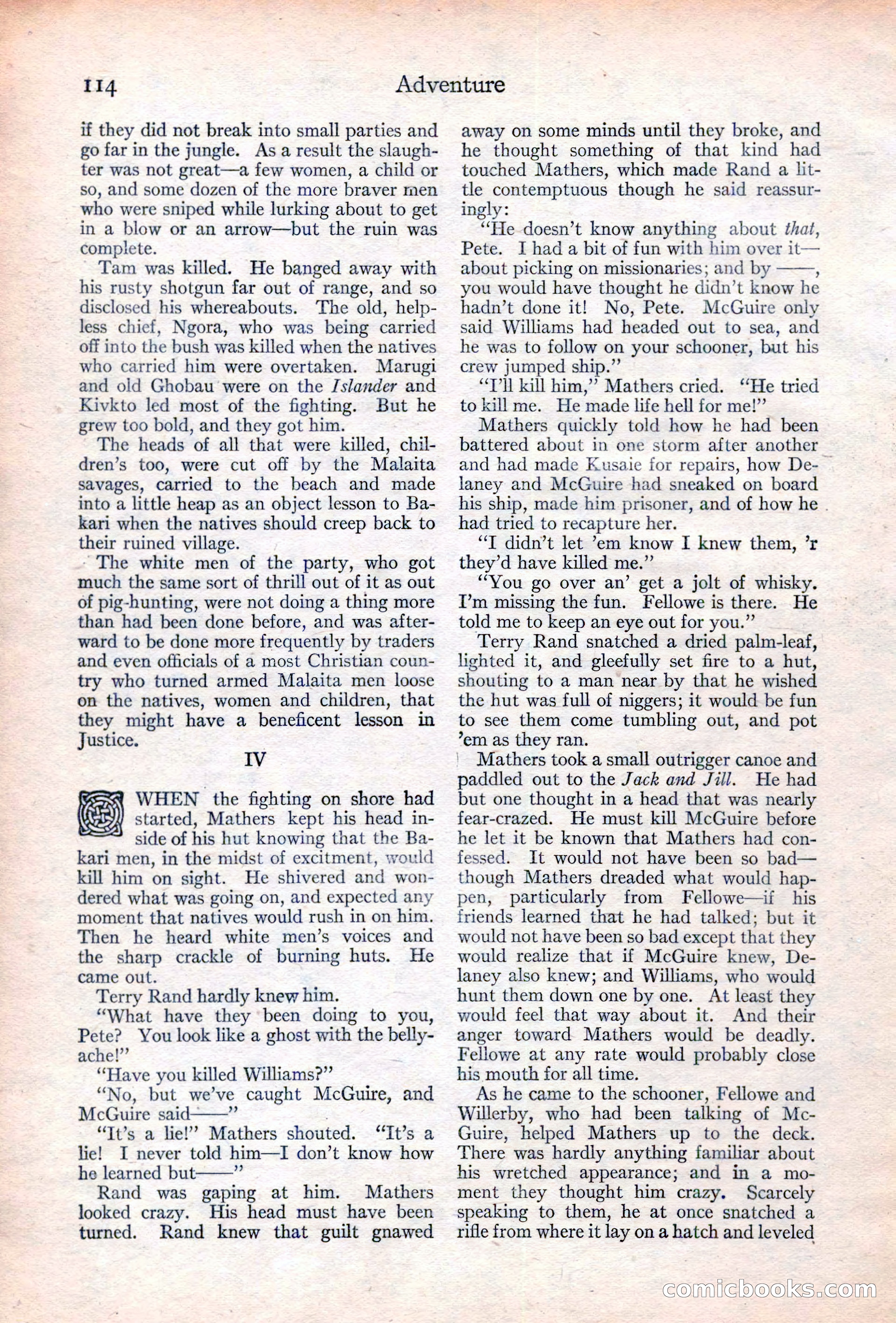 Adventure Magazine Cover, June 20, 1923 — page 116 of 196