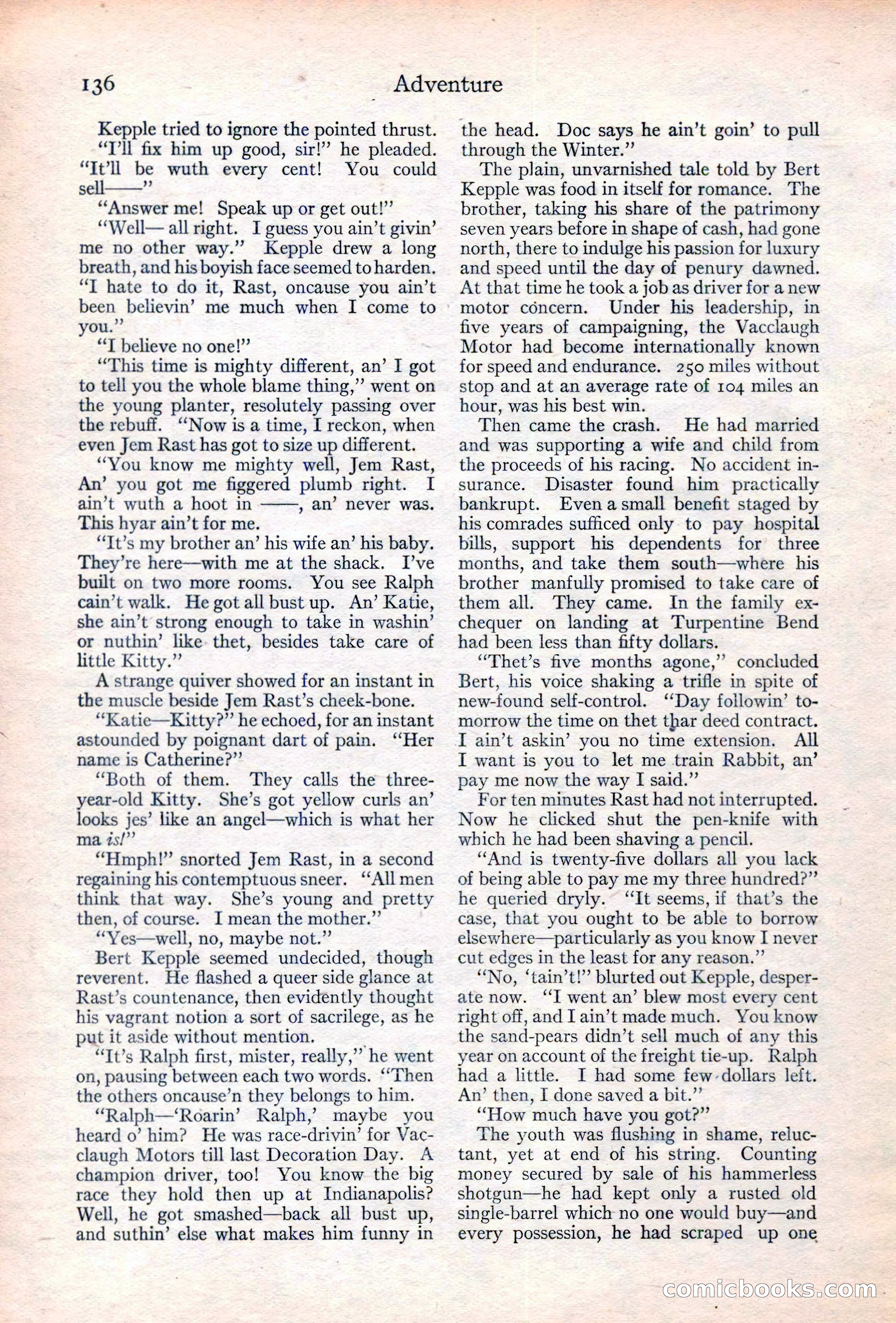 Adventure Magazine Cover, June 20, 1923 — page 138 of 196
