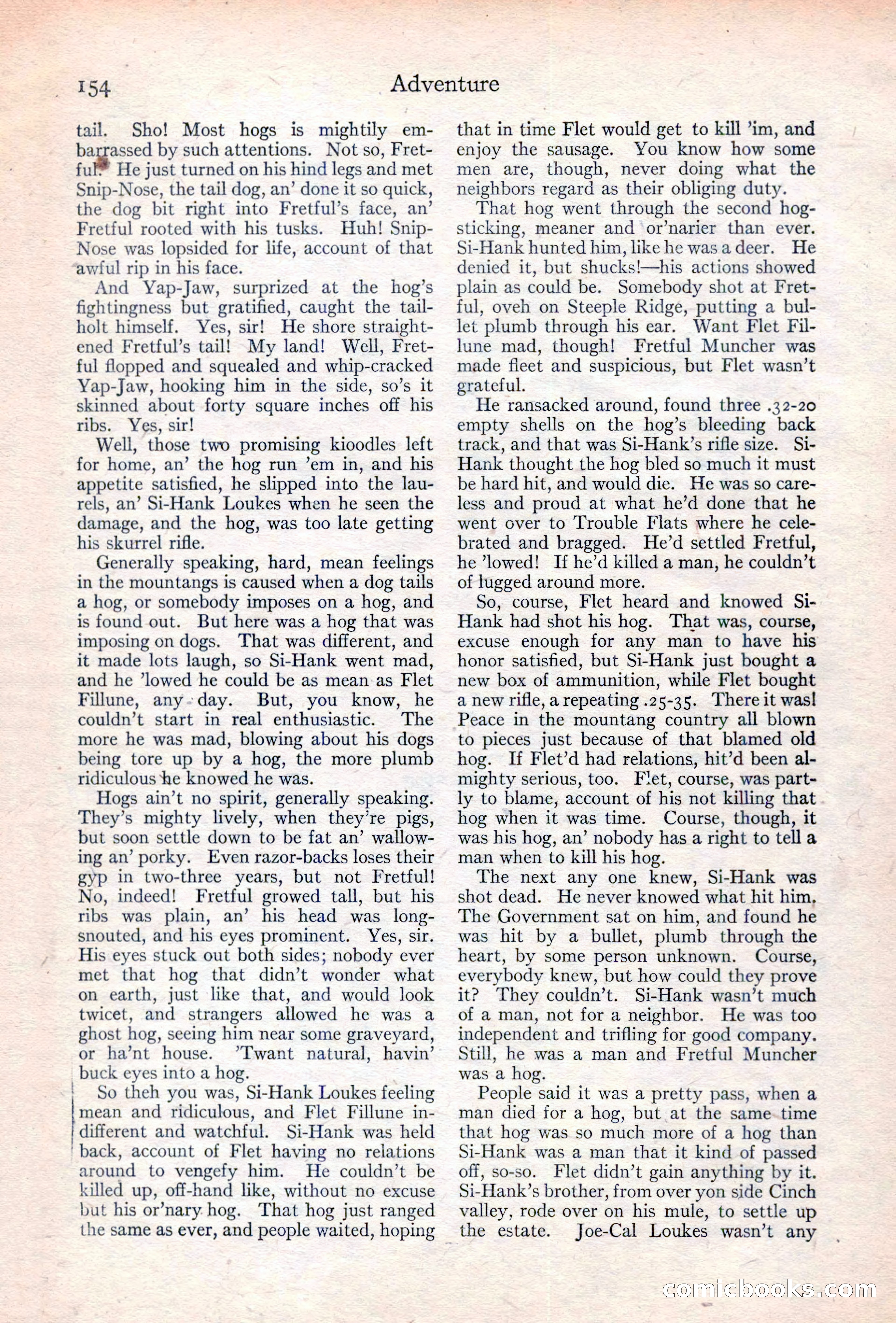 Adventure Magazine Cover, June 20, 1923 — page 156 of 196