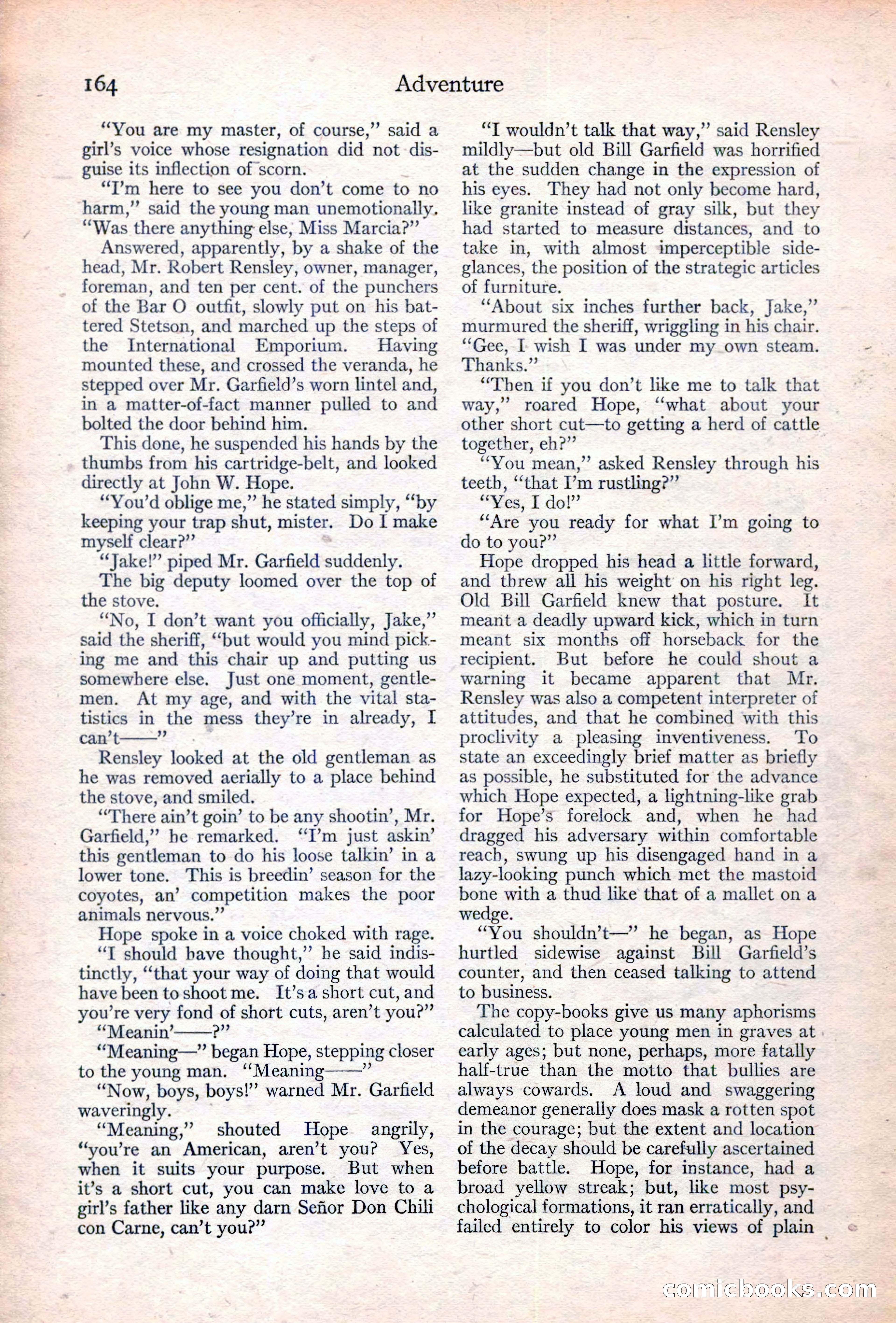 Adventure Magazine Cover, June 20, 1923 — page 166 of 196