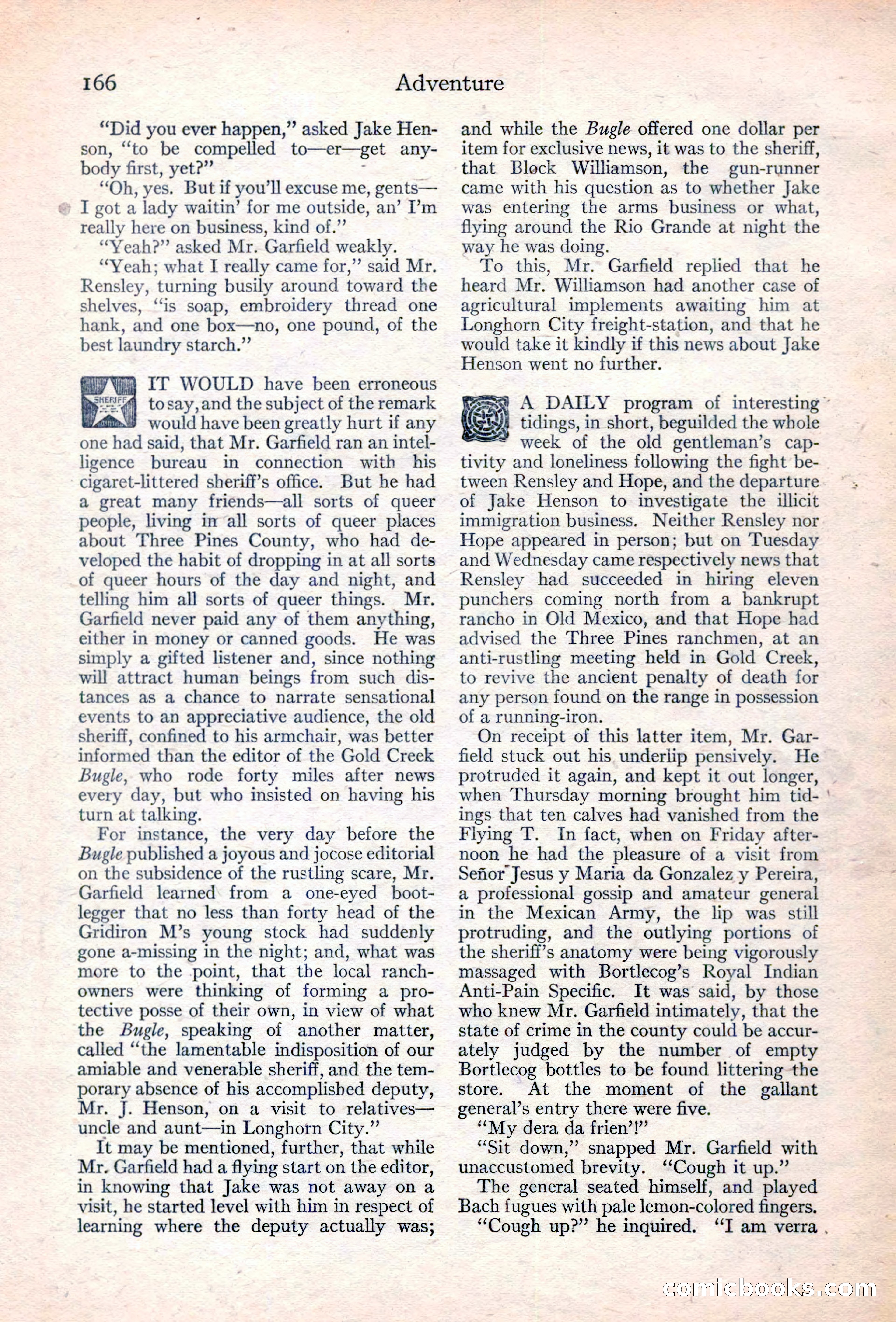 Adventure Magazine Cover, June 20, 1923 — page 168 of 196