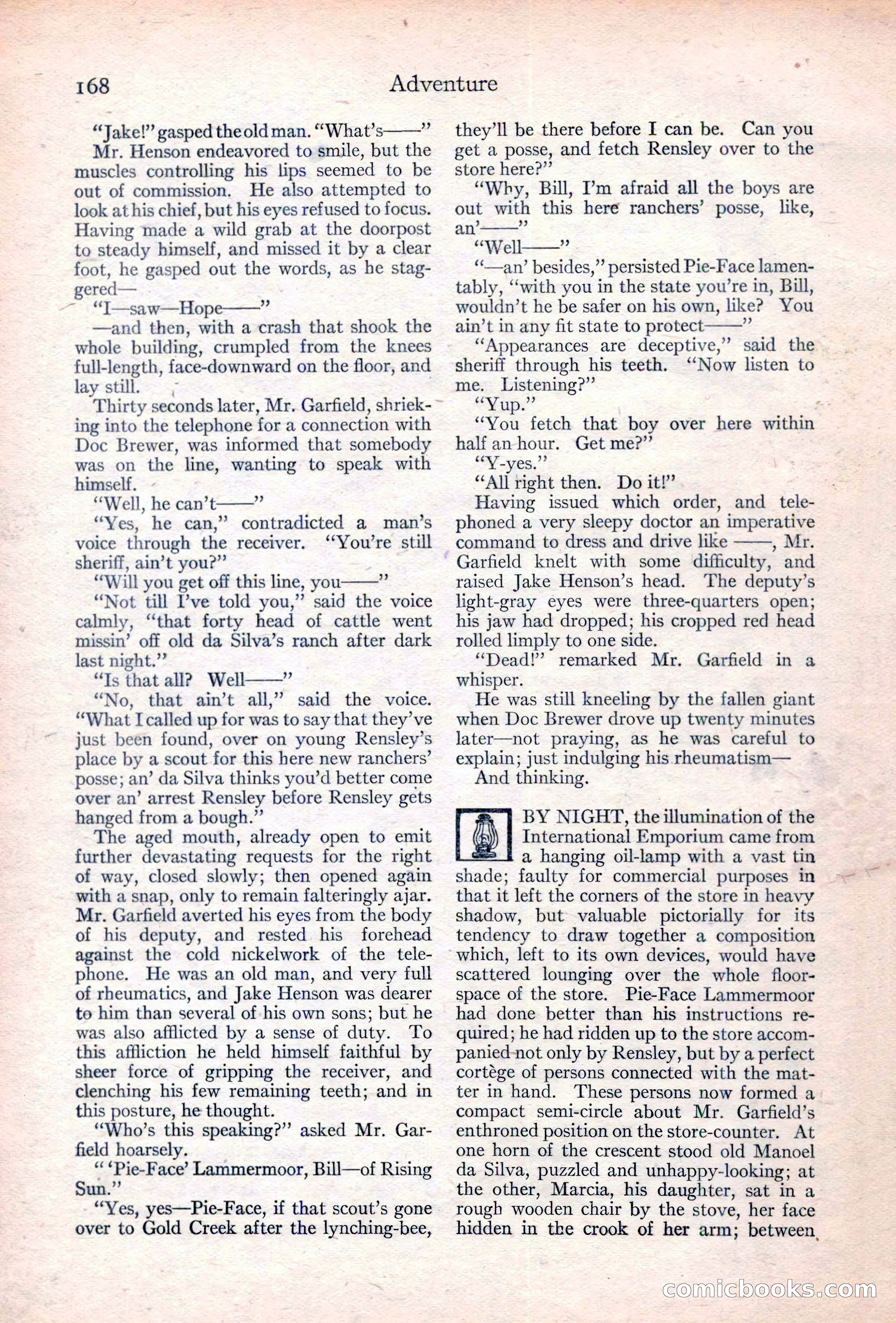Adventure Magazine Cover, June 20, 1923 — page 170 of 196