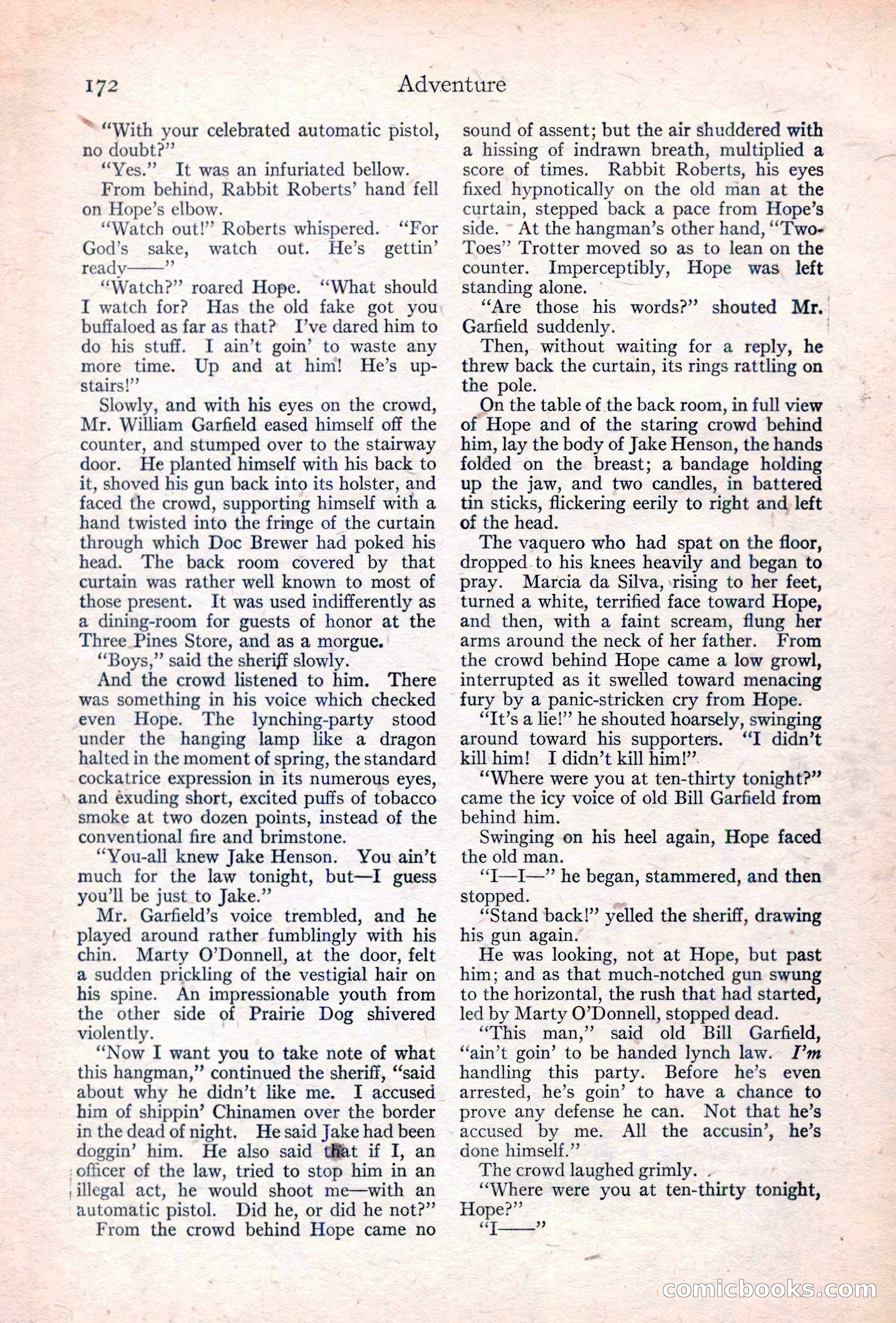 Adventure Magazine Cover, June 20, 1923 — page 174 of 196