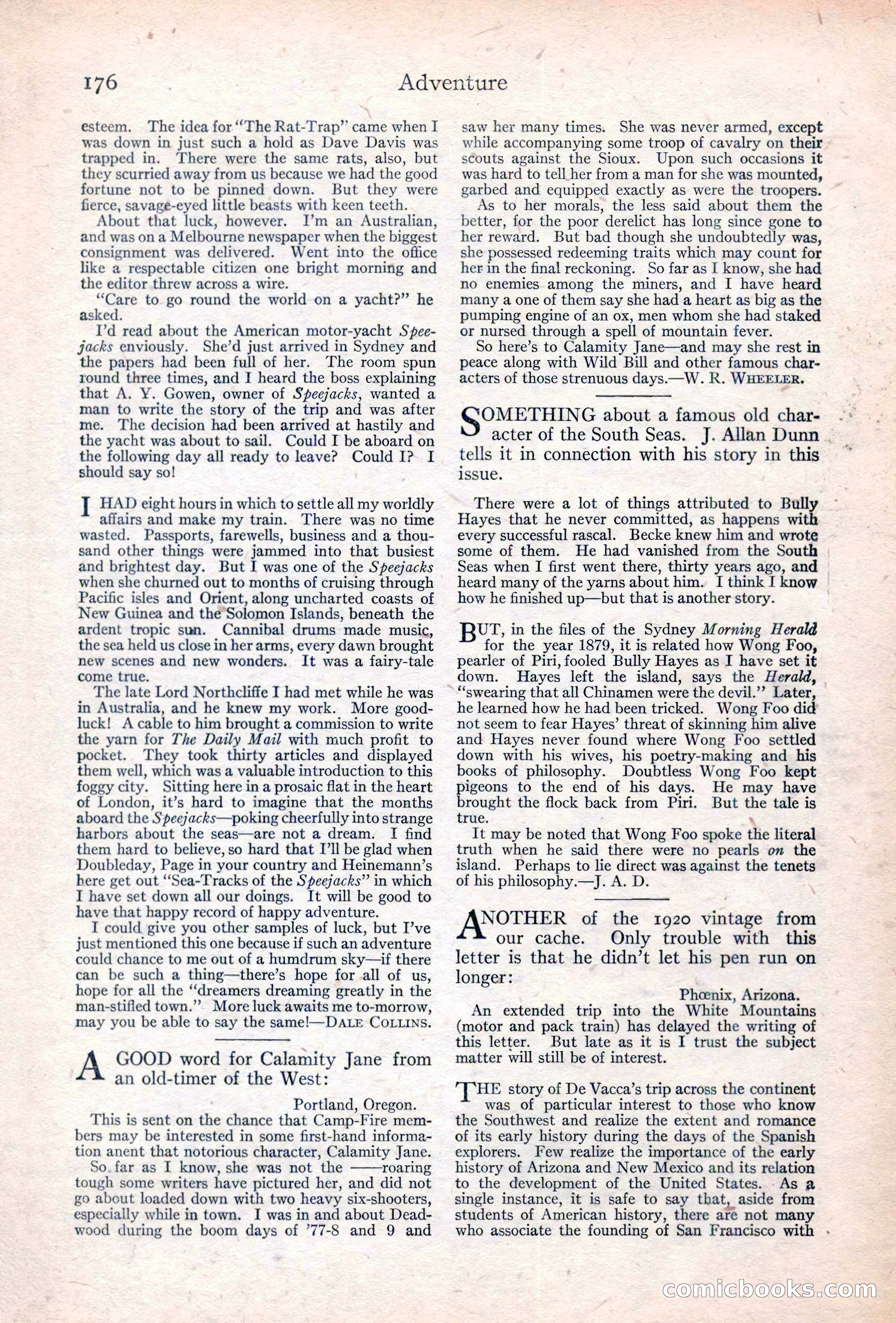 Adventure Magazine Cover, June 20, 1923 — page 178 of 196