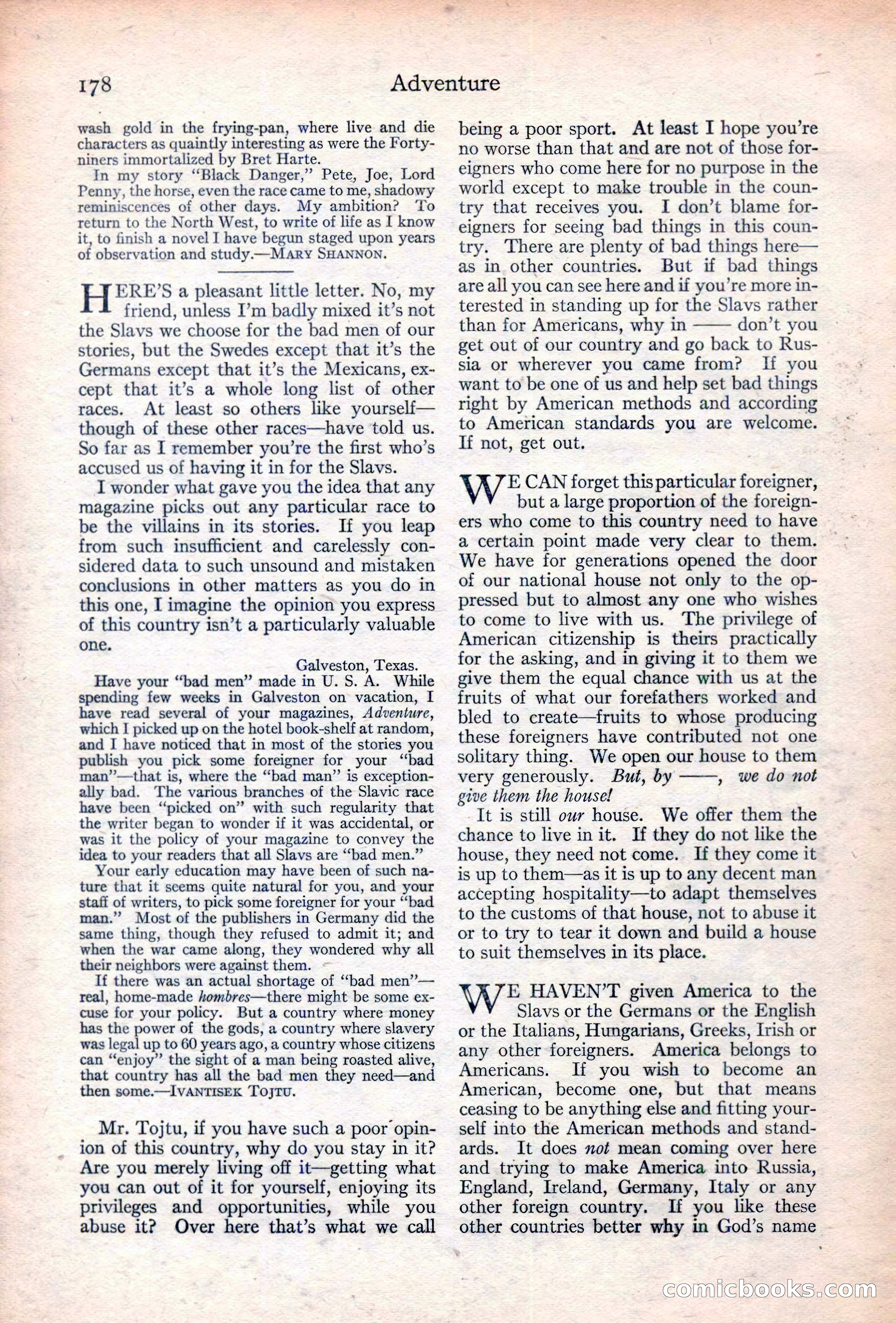 Adventure Magazine Cover, June 20, 1923 — page 180 of 196