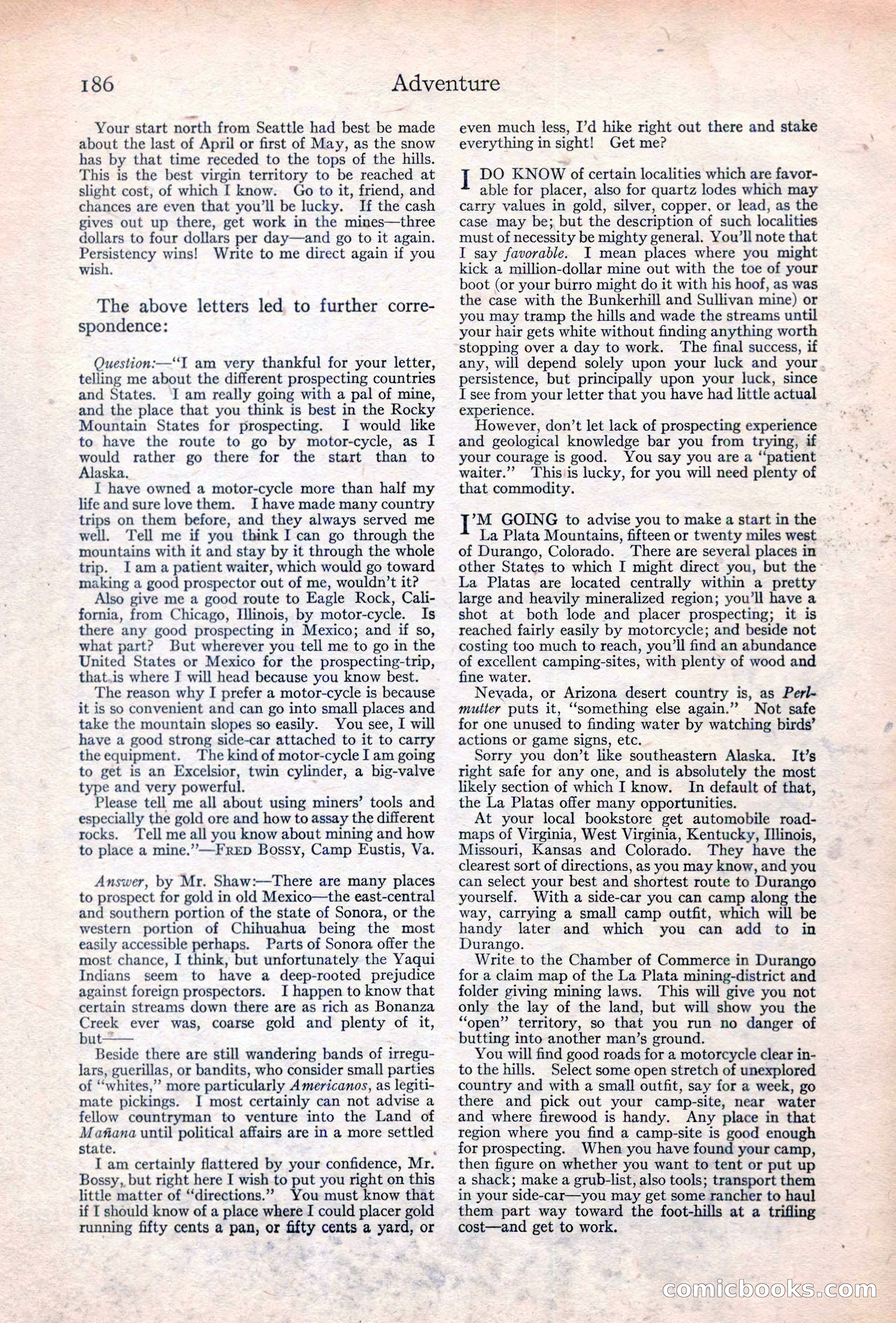 Adventure Magazine Cover, June 20, 1923 — page 188 of 196