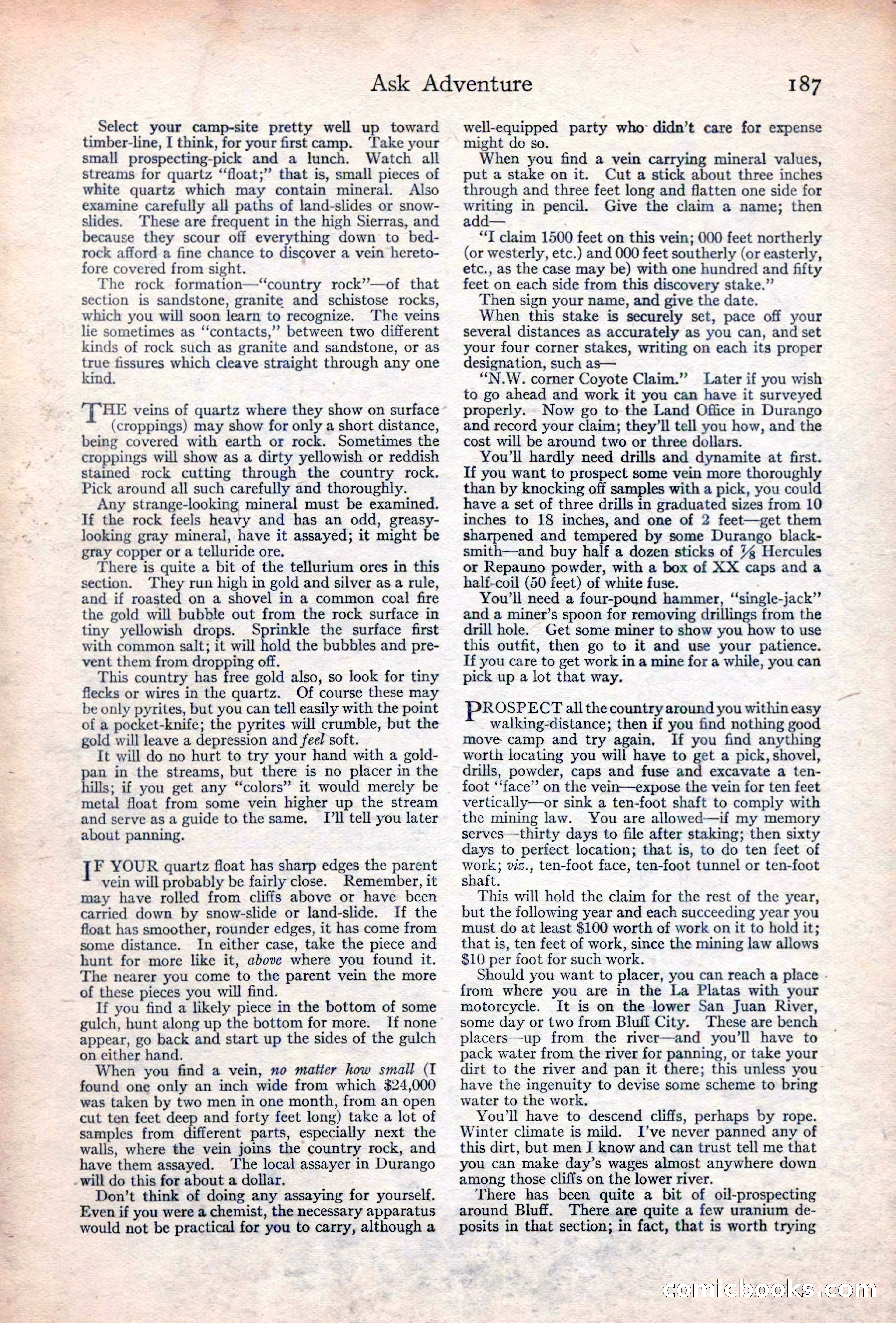 Adventure Magazine Cover, June 20, 1923 — page 189 of 196