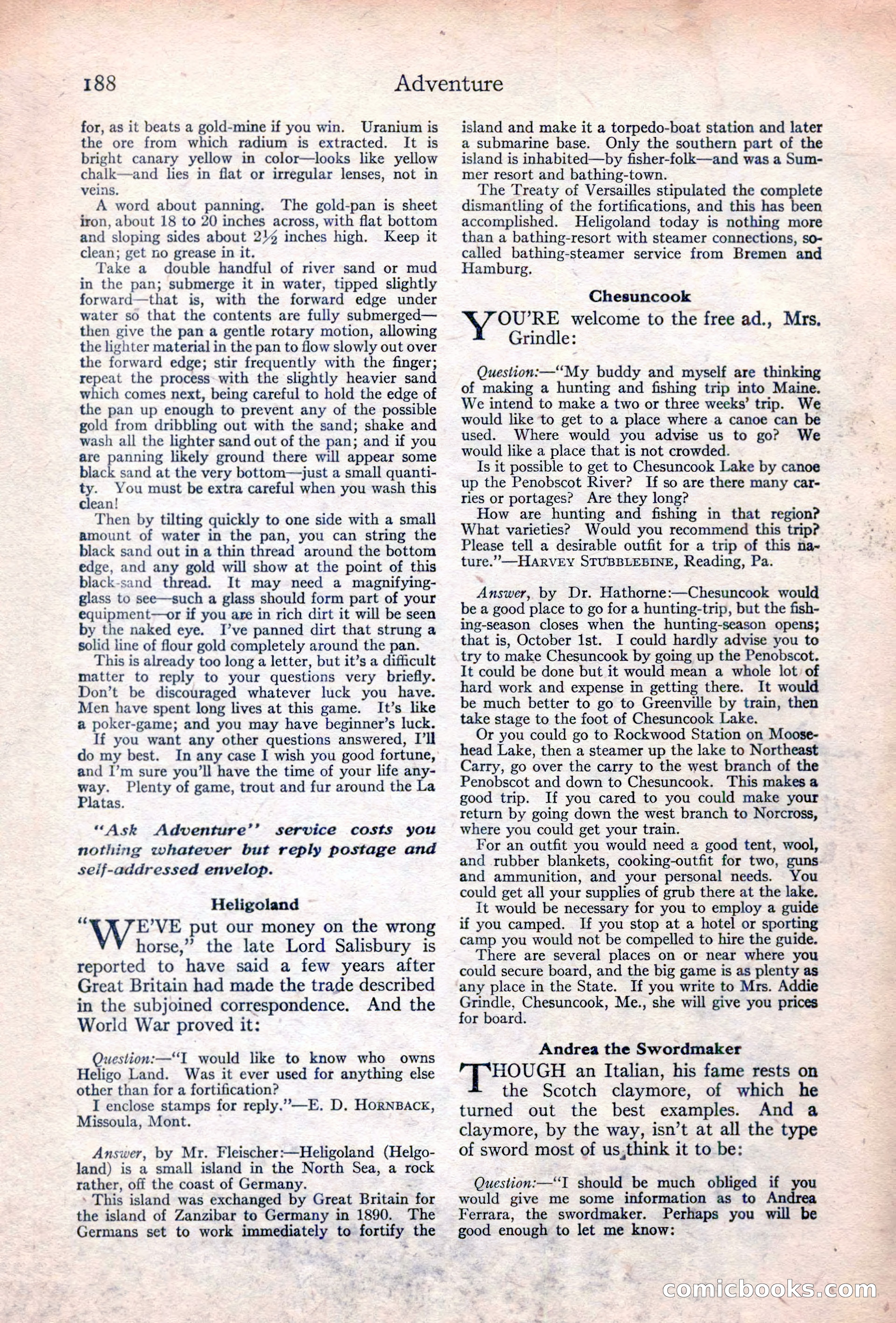 Adventure Magazine Cover, June 20, 1923 — page 190 of 196