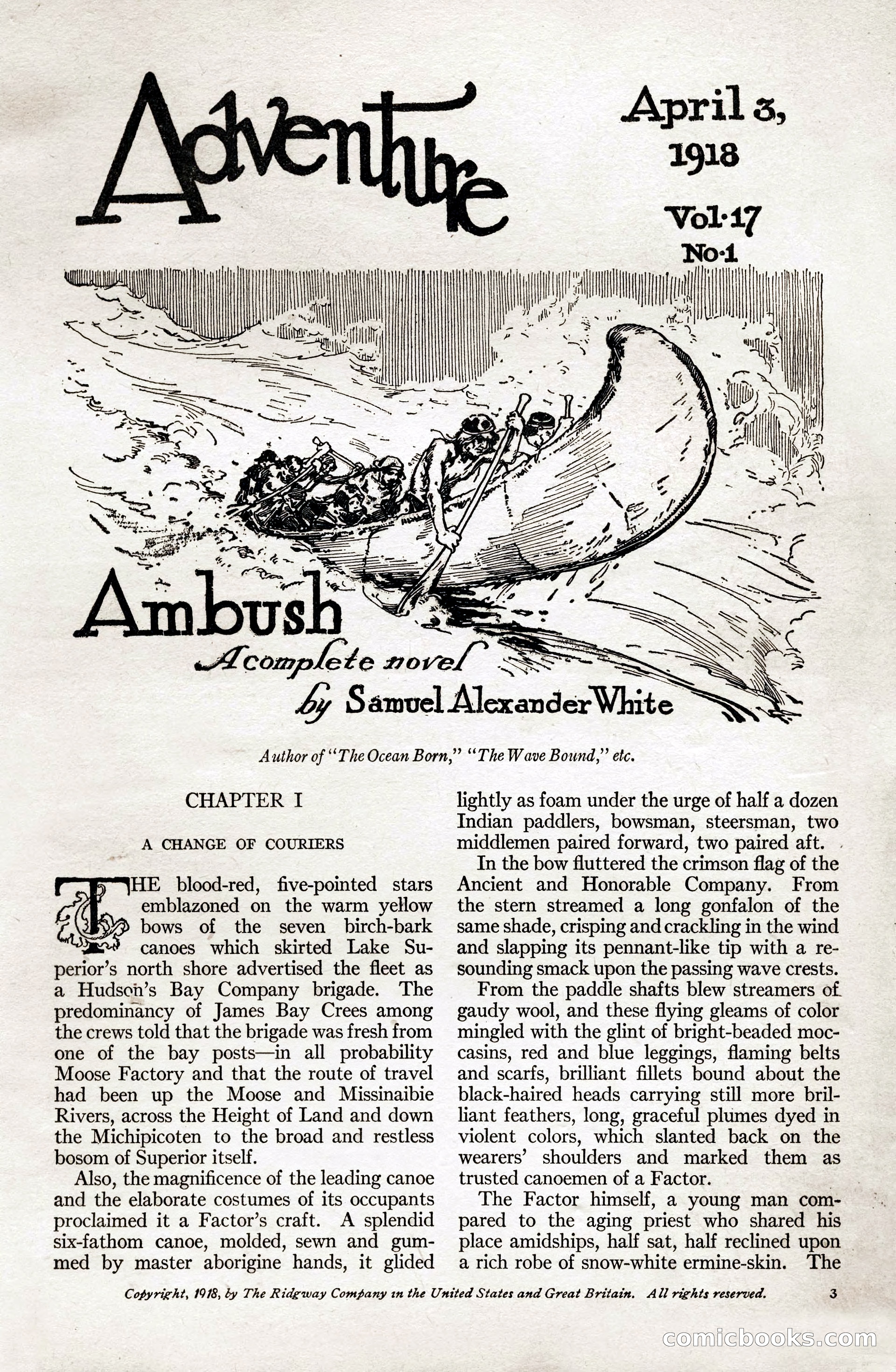 Adventure Magazine Cover, April 3, 1918 — page 5 of 194