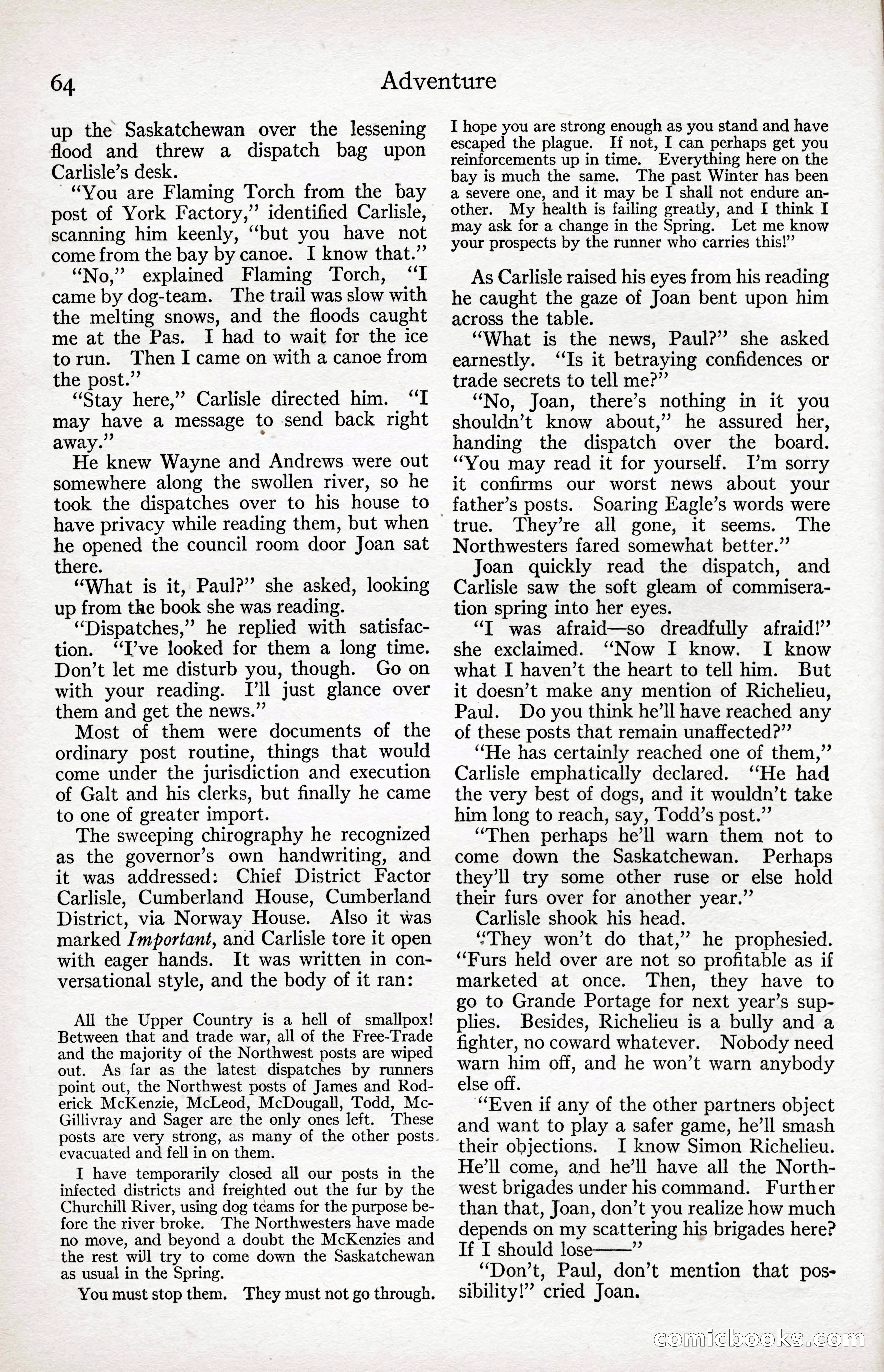 Adventure Magazine Cover, April 3, 1918 — page 66 of 194