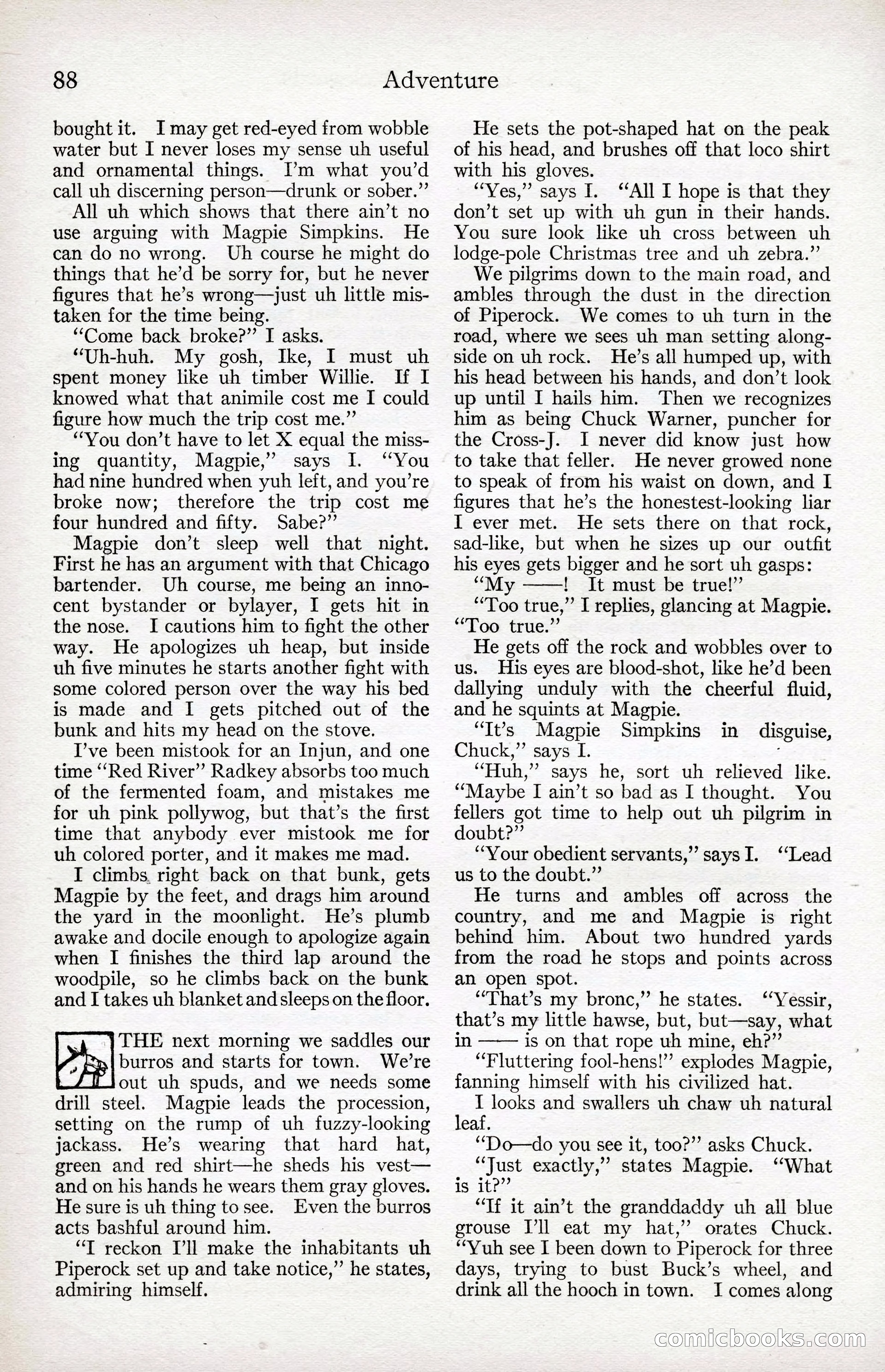Adventure Magazine Cover, April 3, 1918 — page 90 of 194