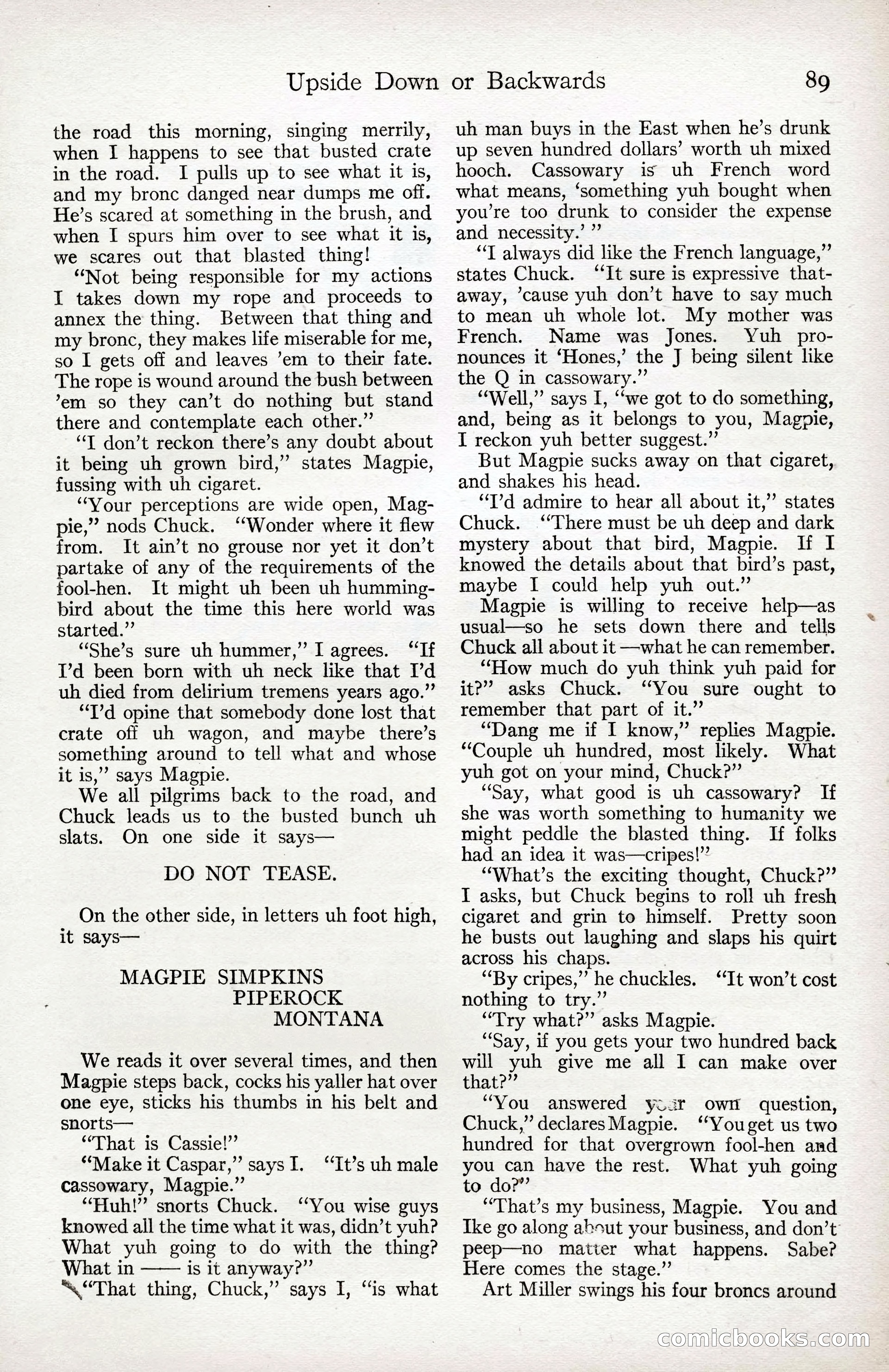 Adventure Magazine Cover, April 3, 1918 — page 91 of 194