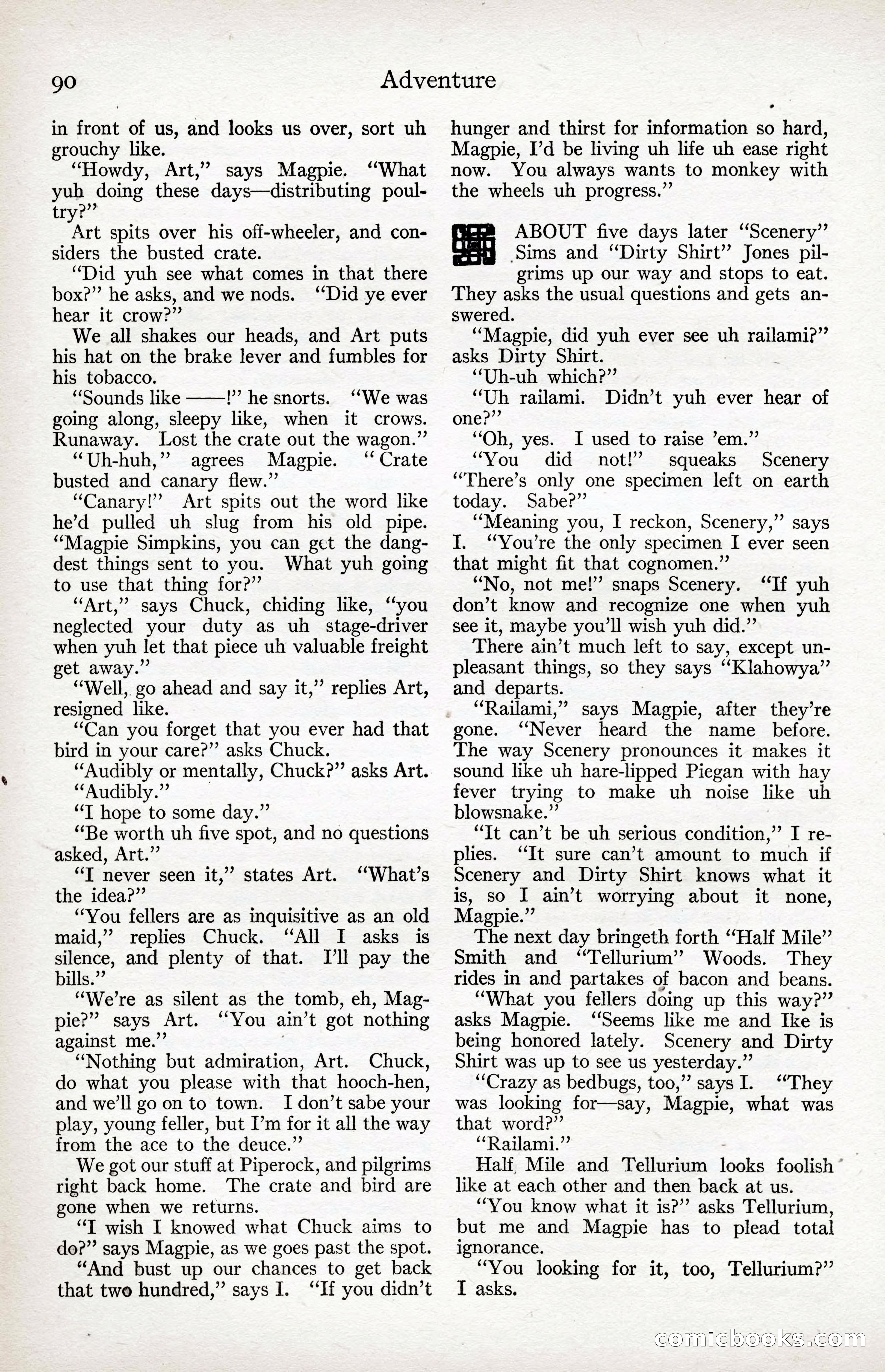 Adventure Magazine Cover, April 3, 1918 — page 92 of 194