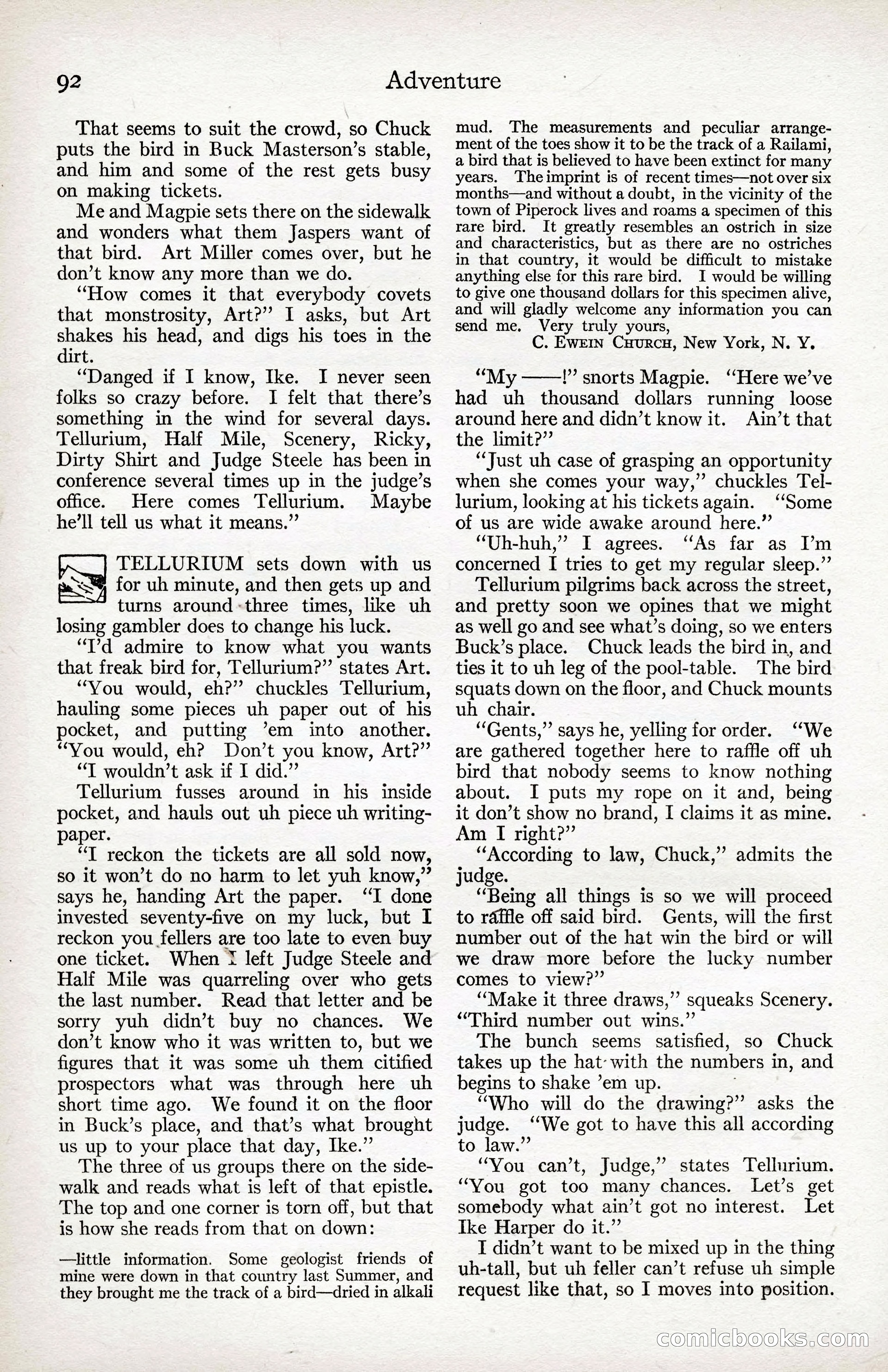 Adventure Magazine Cover, April 3, 1918 — page 94 of 194