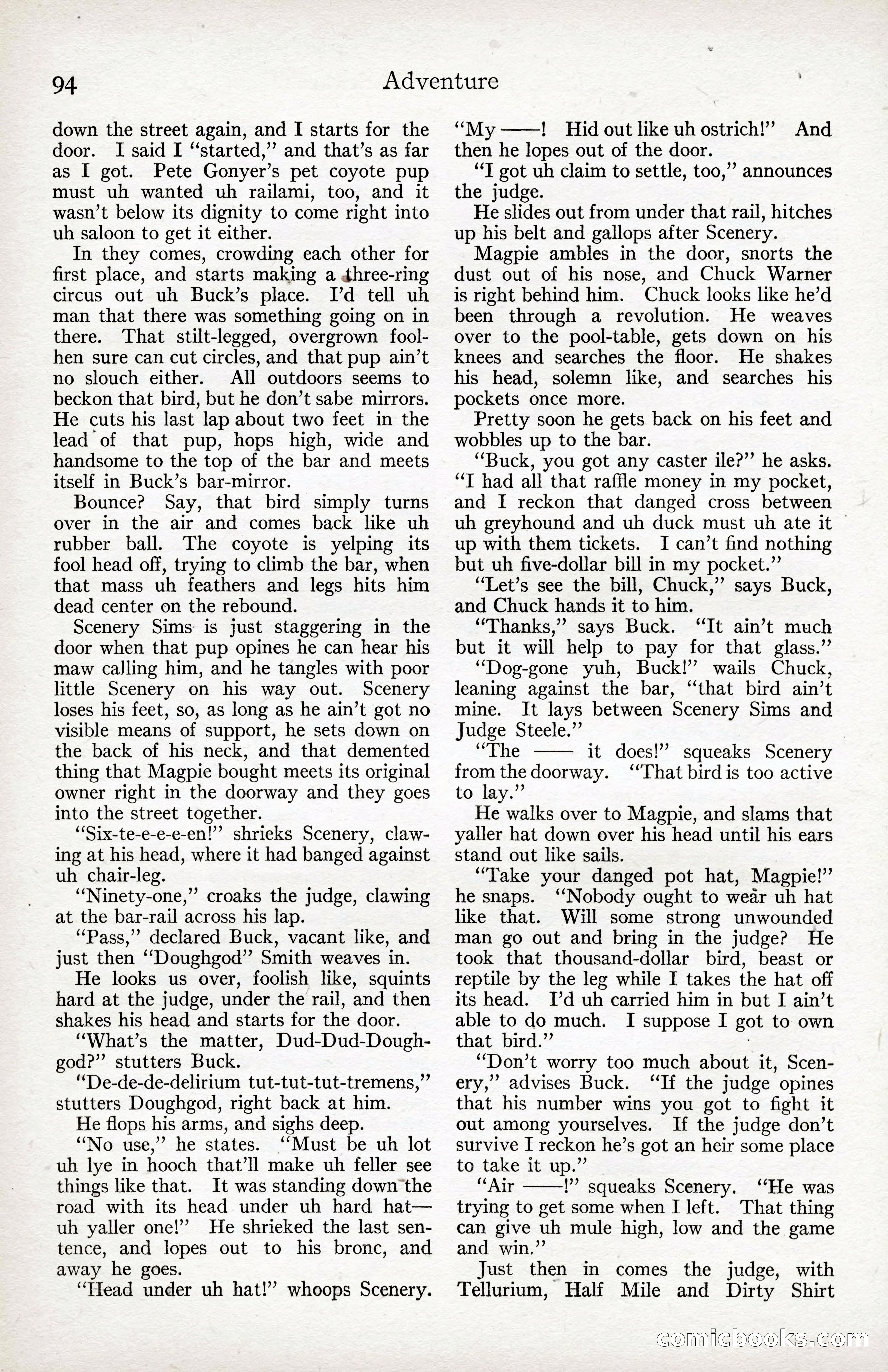 Adventure Magazine Cover, April 3, 1918 — page 96 of 194