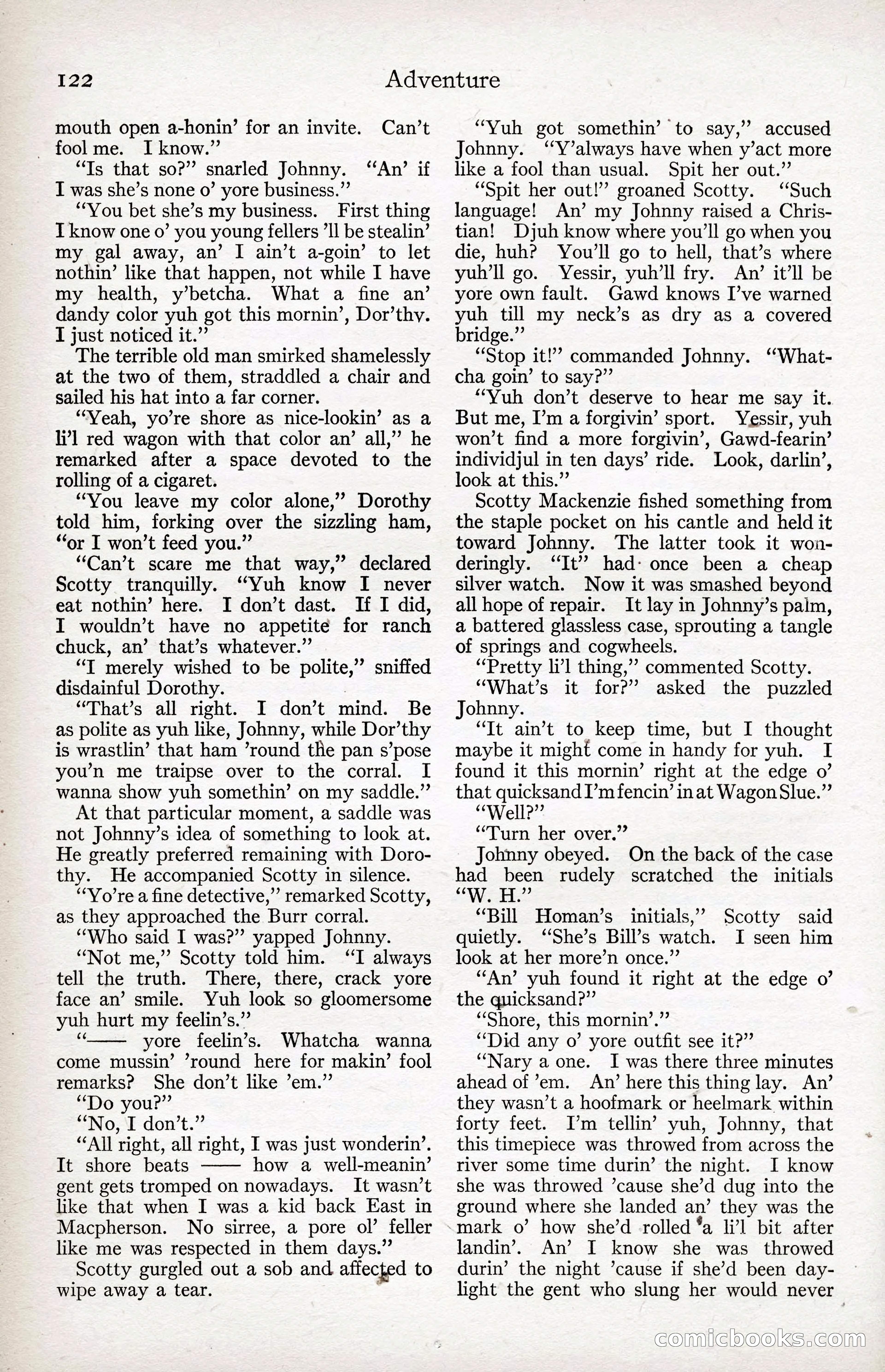 Adventure Magazine Cover, April 3, 1918 — page 124 of 194