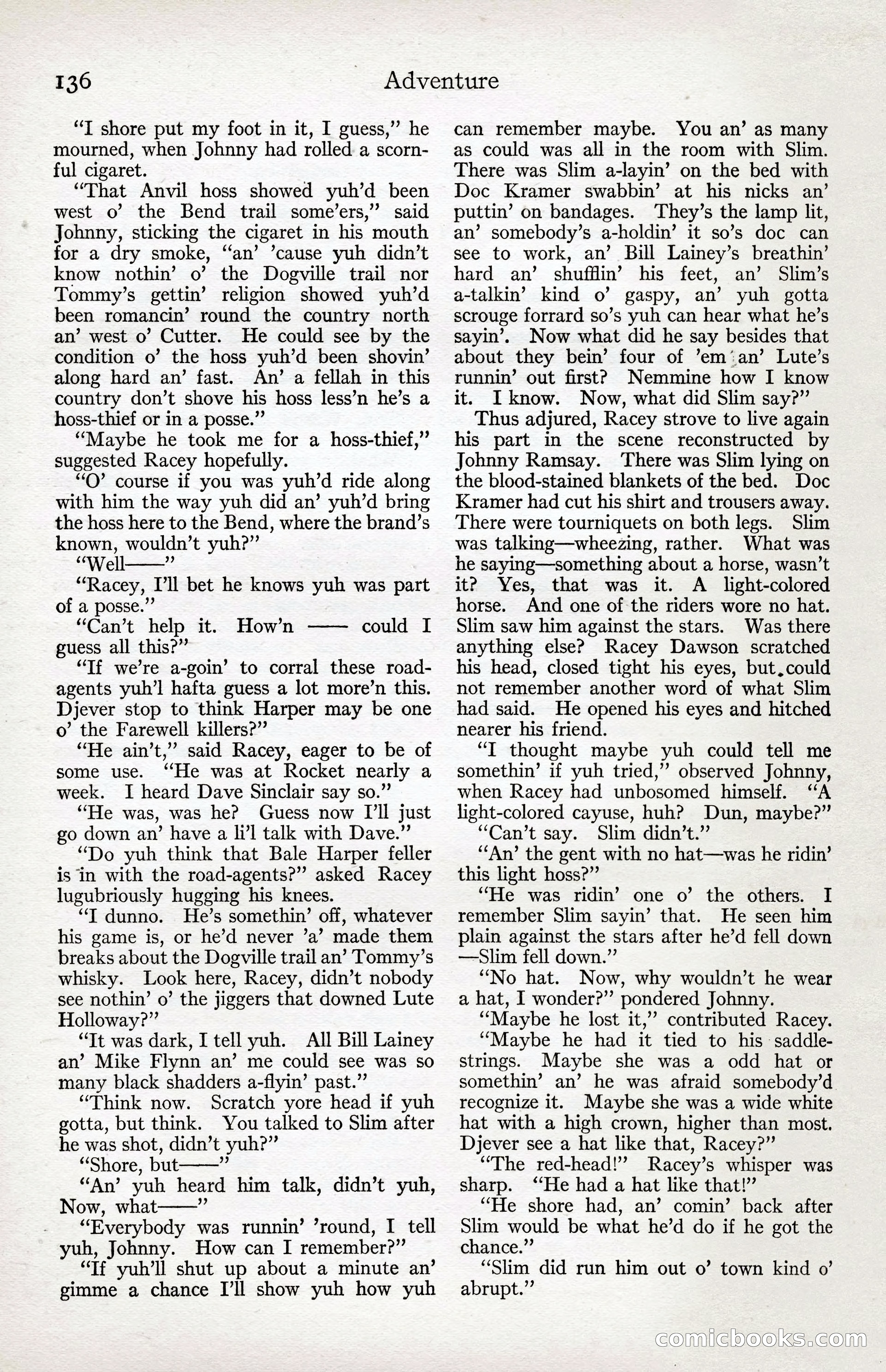 Adventure Magazine Cover, April 3, 1918 — page 138 of 194