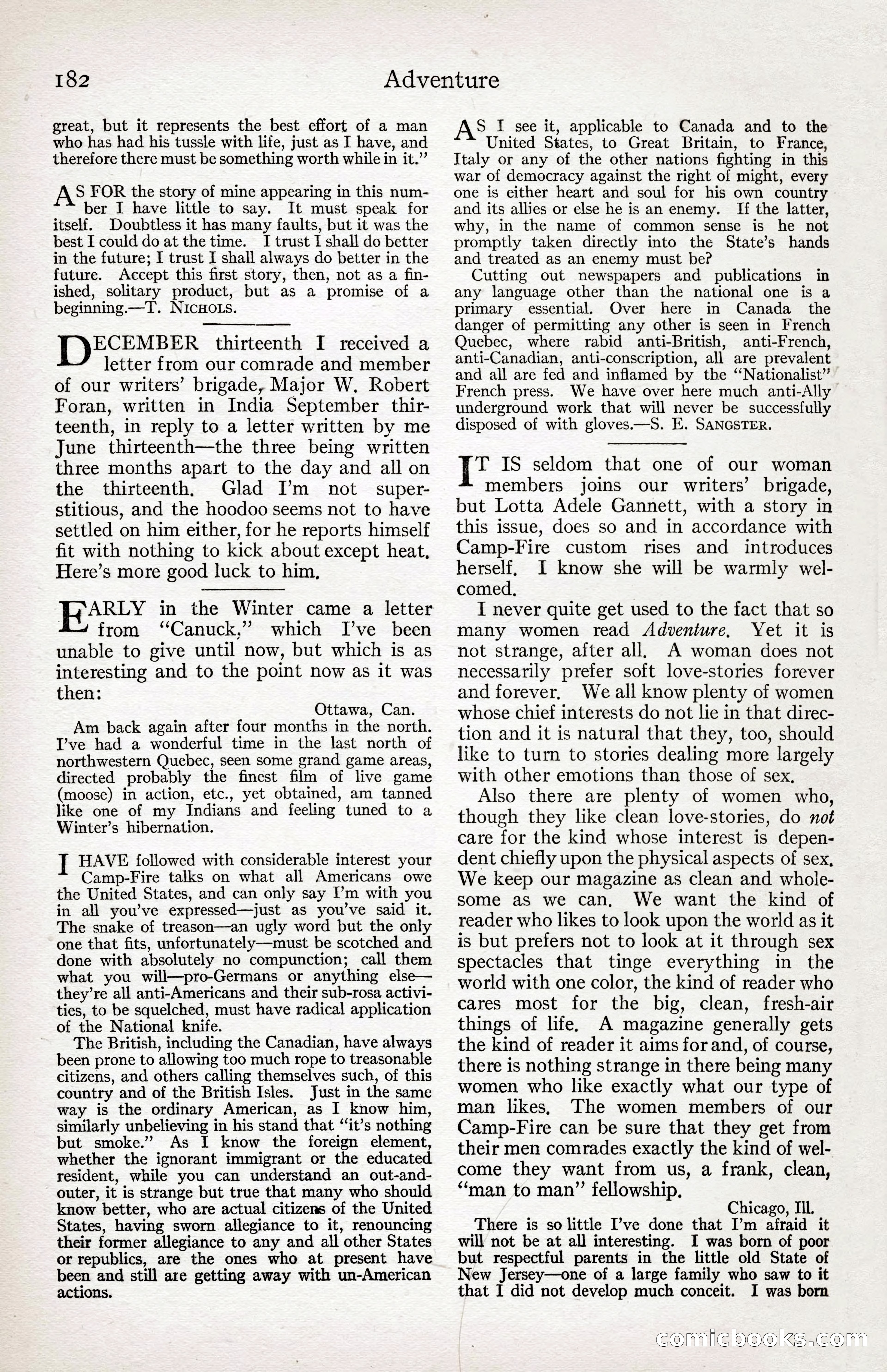 Adventure Magazine Cover, April 3, 1918 — page 184 of 194