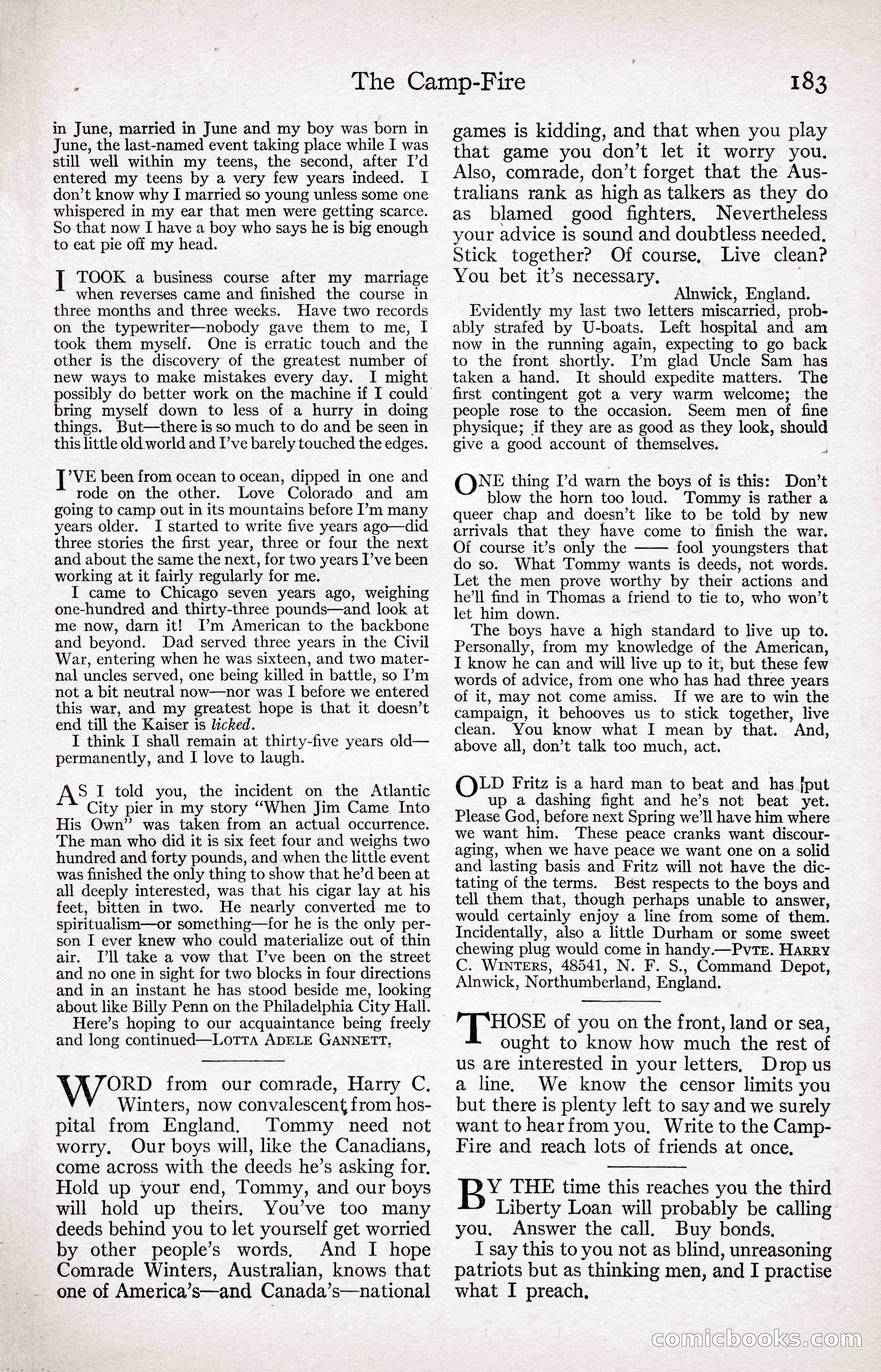 Adventure Magazine Cover, April 3, 1918 — page 185 of 194