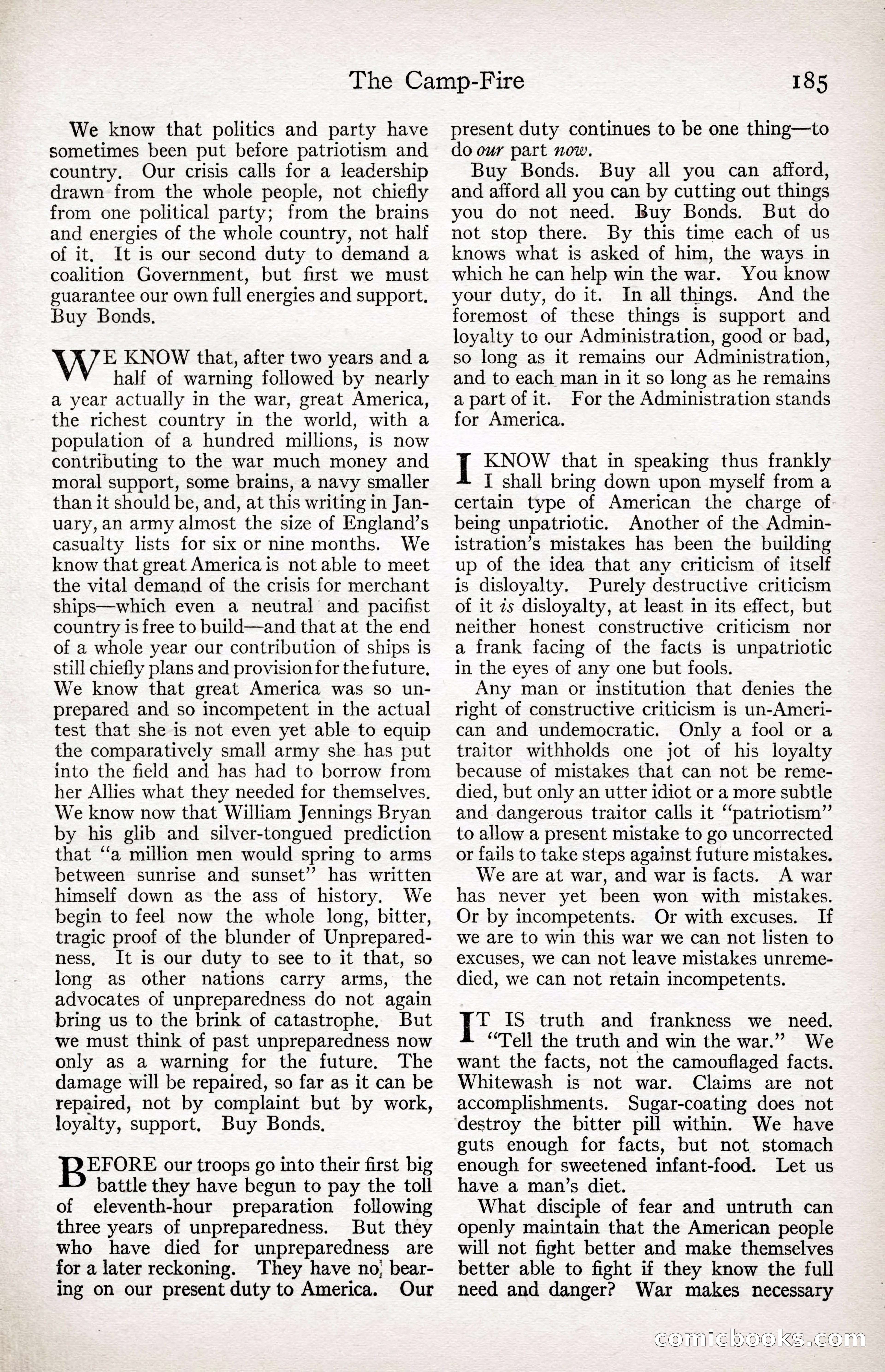 Adventure Magazine Cover, April 3, 1918 — page 187 of 194