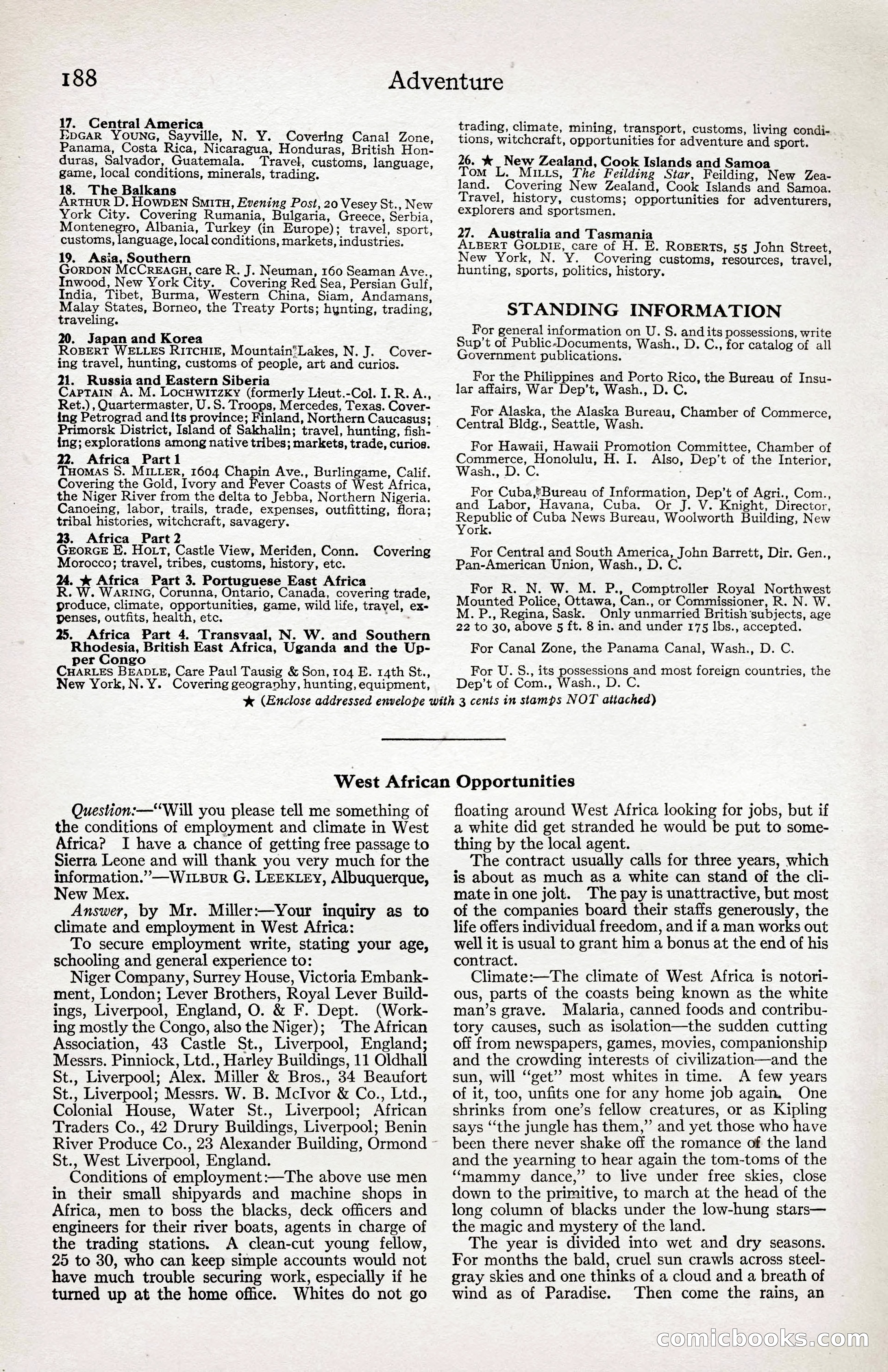 Adventure Magazine Cover, April 3, 1918 — page 190 of 194
