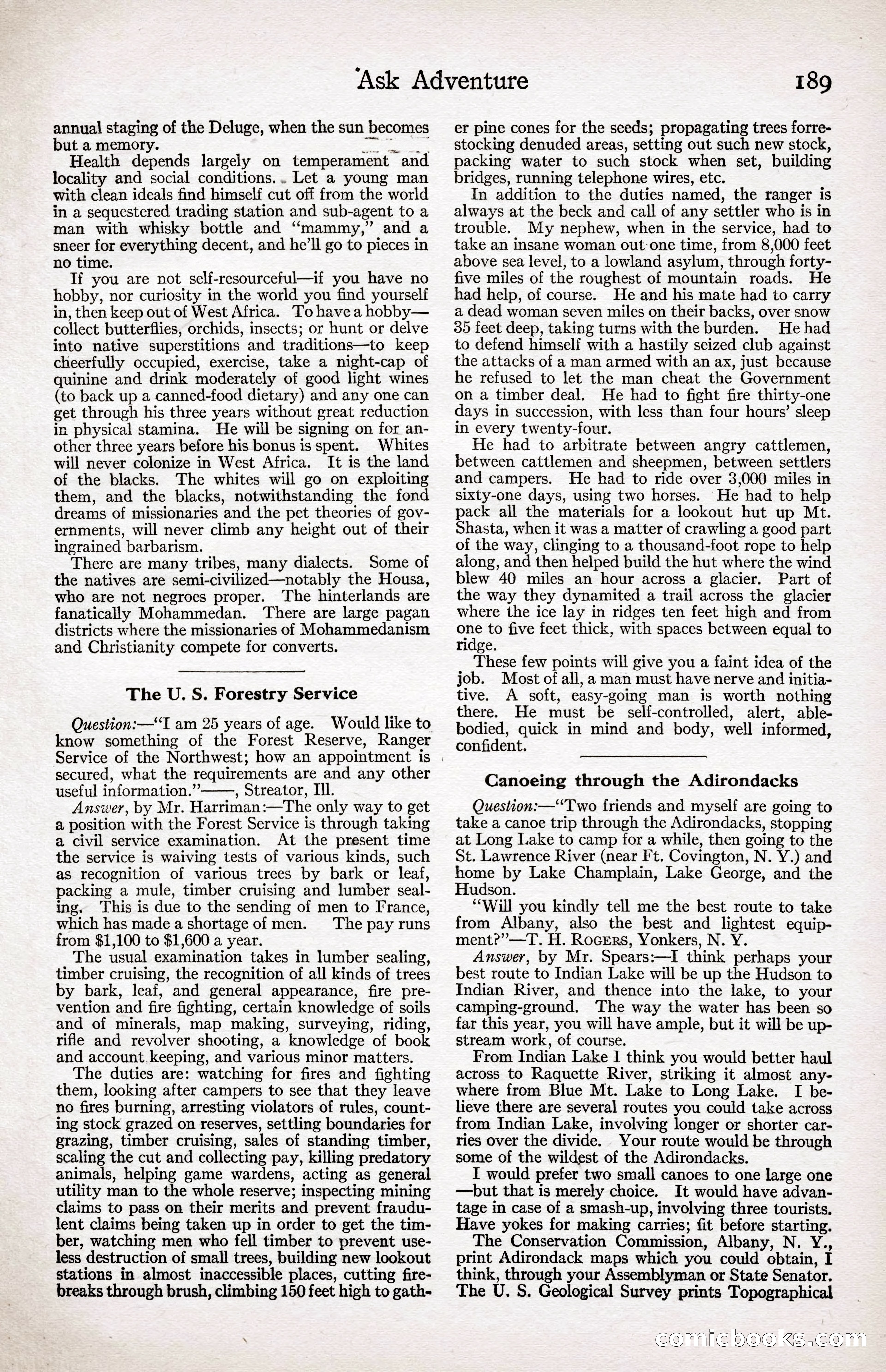Adventure Magazine Cover, April 3, 1918 — page 191 of 194