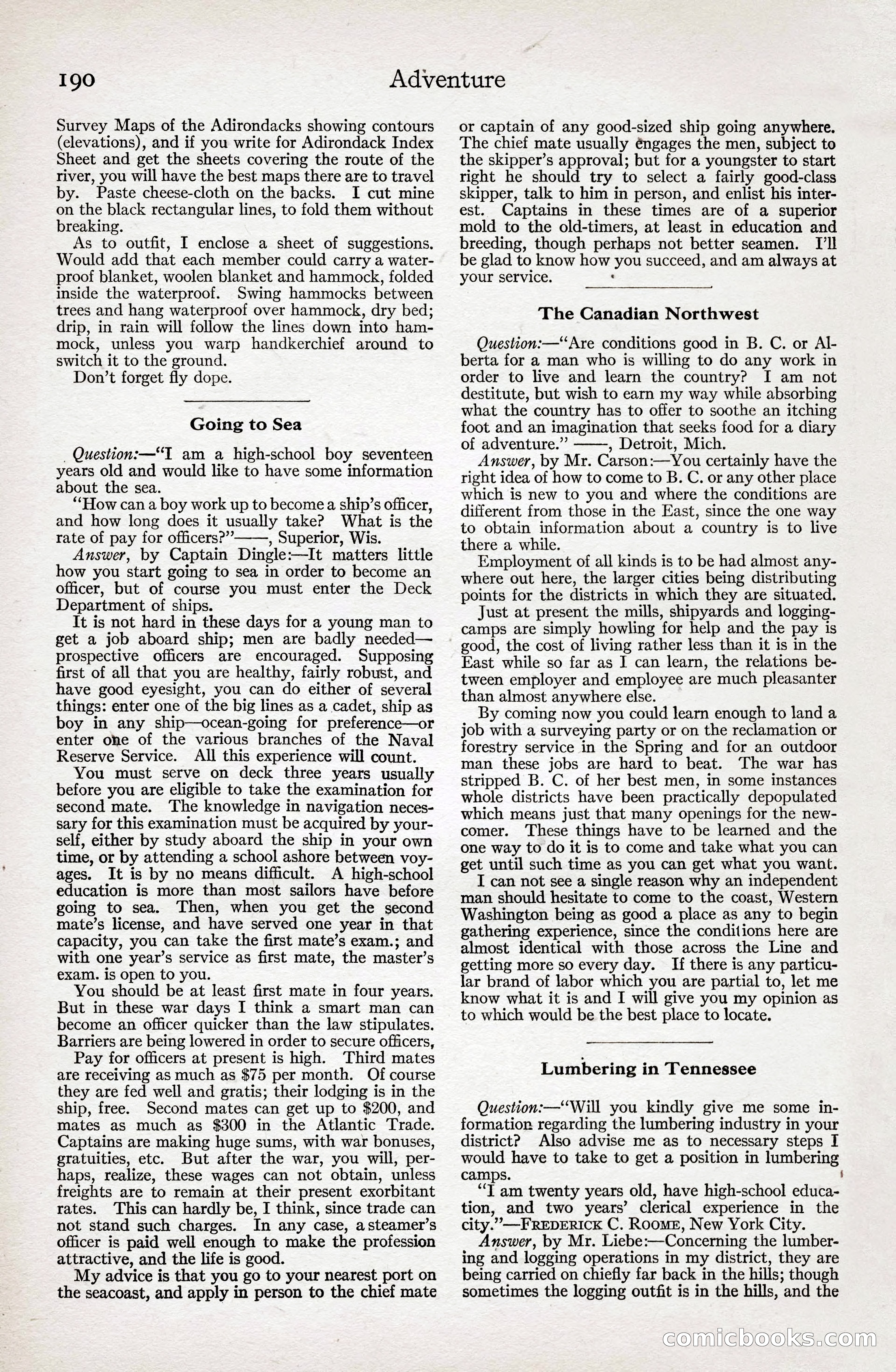 Adventure Magazine Cover, April 3, 1918 — page 192 of 194