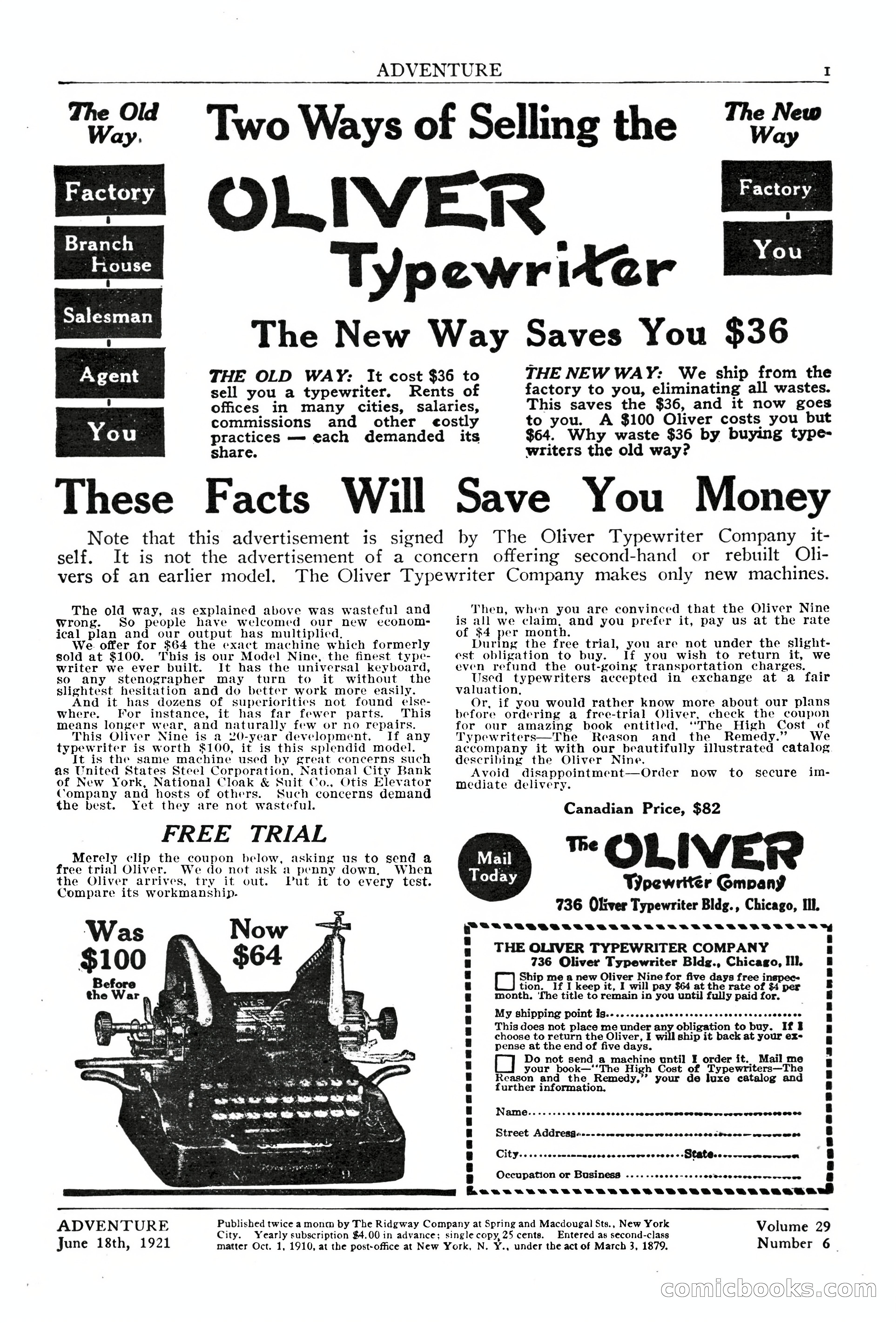 Adventure Magazine Cover, June 18, 1921 — page 3 of 204
