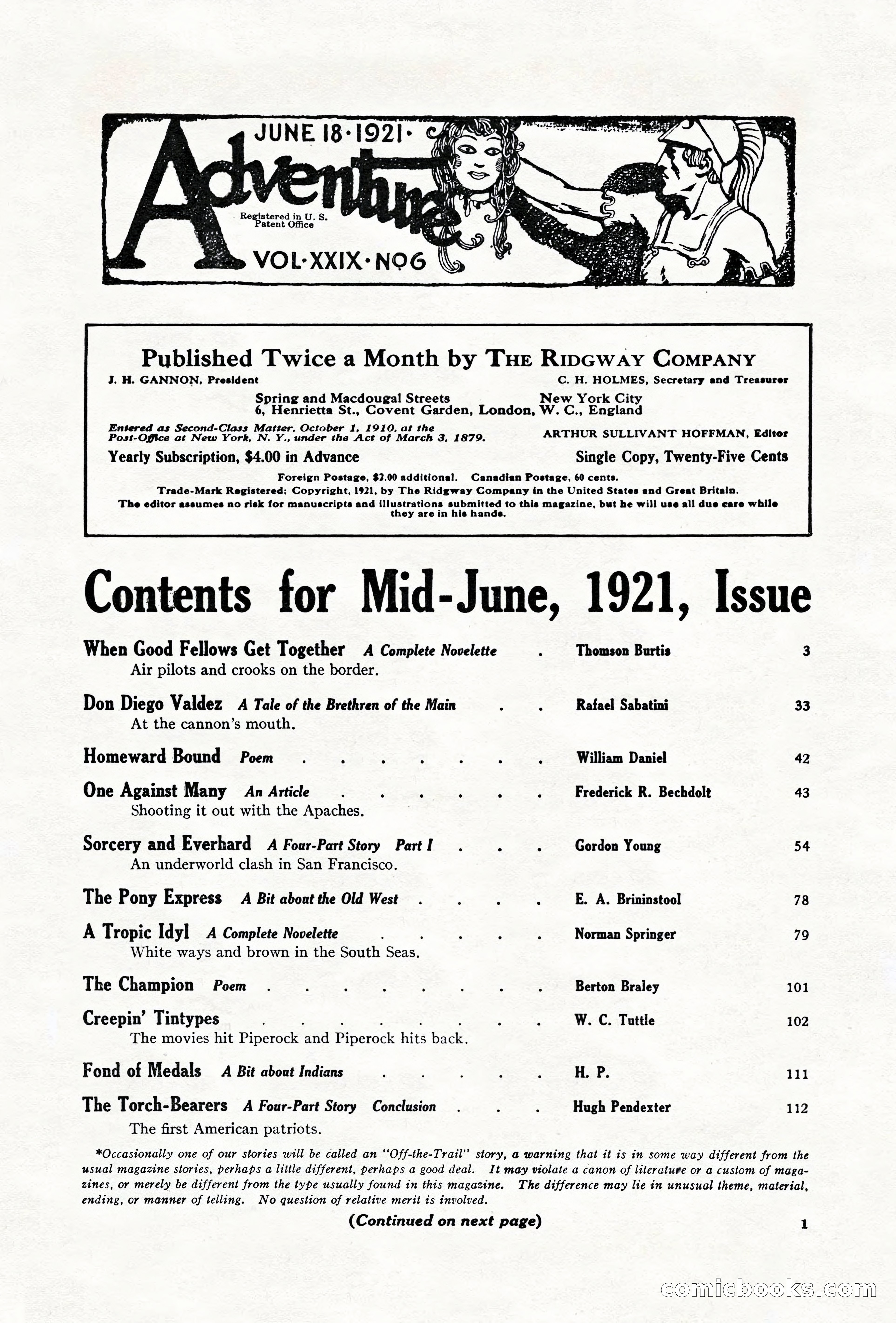 Adventure Magazine Cover, June 18, 1921 — page 11 of 204