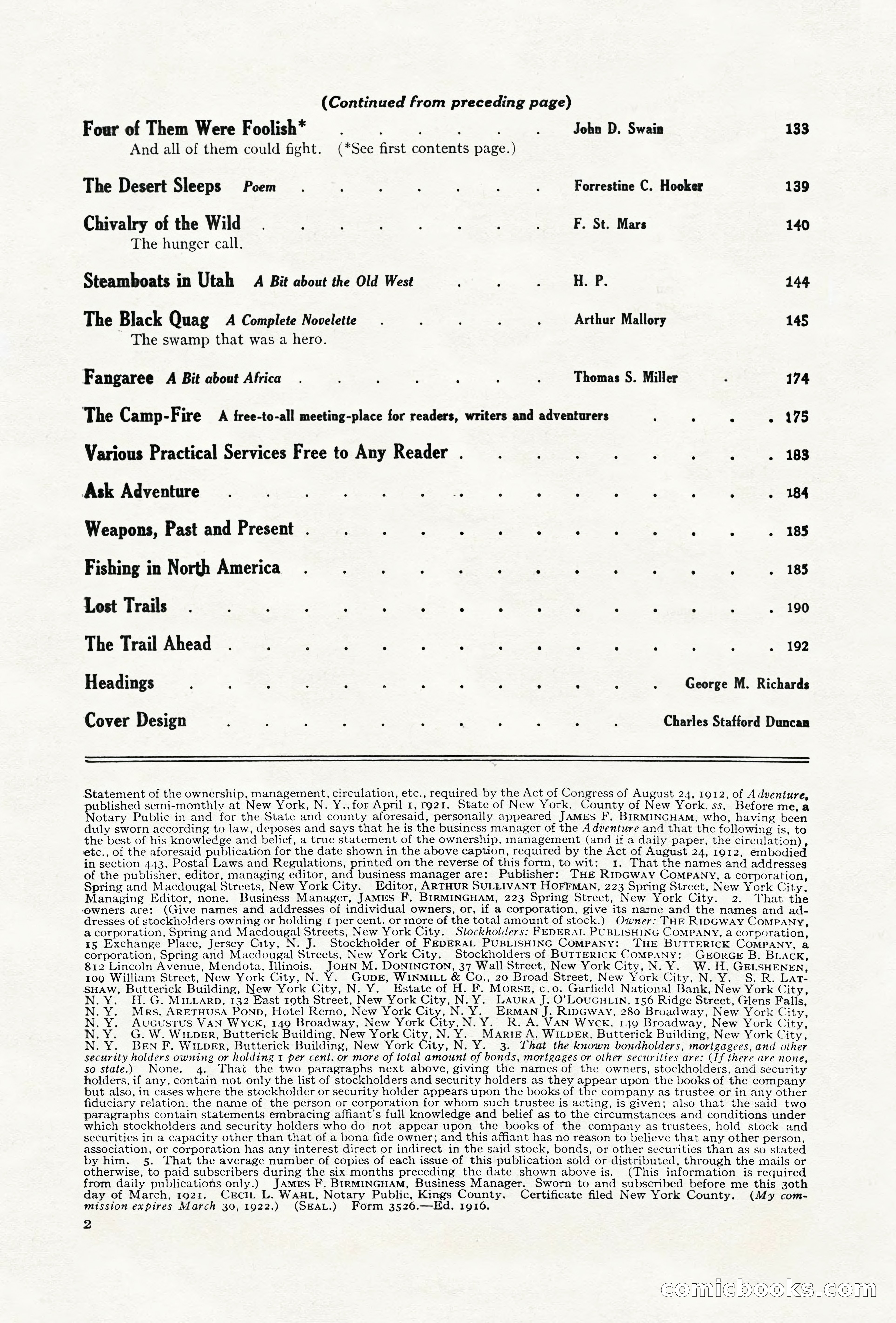 Adventure Magazine Cover, June 18, 1921 — page 12 of 204