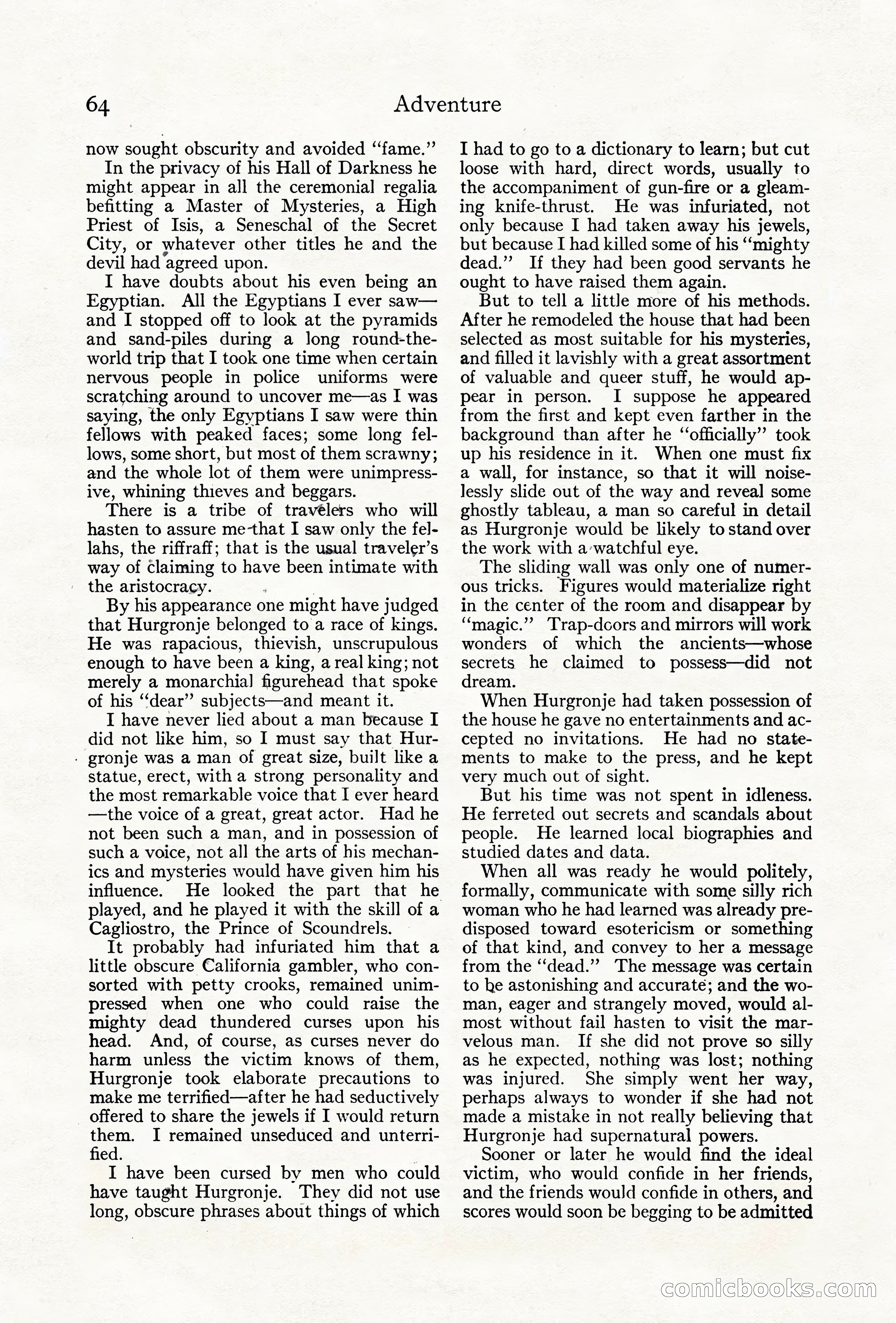 Adventure Magazine Cover, June 18, 1921 — page 74 of 204