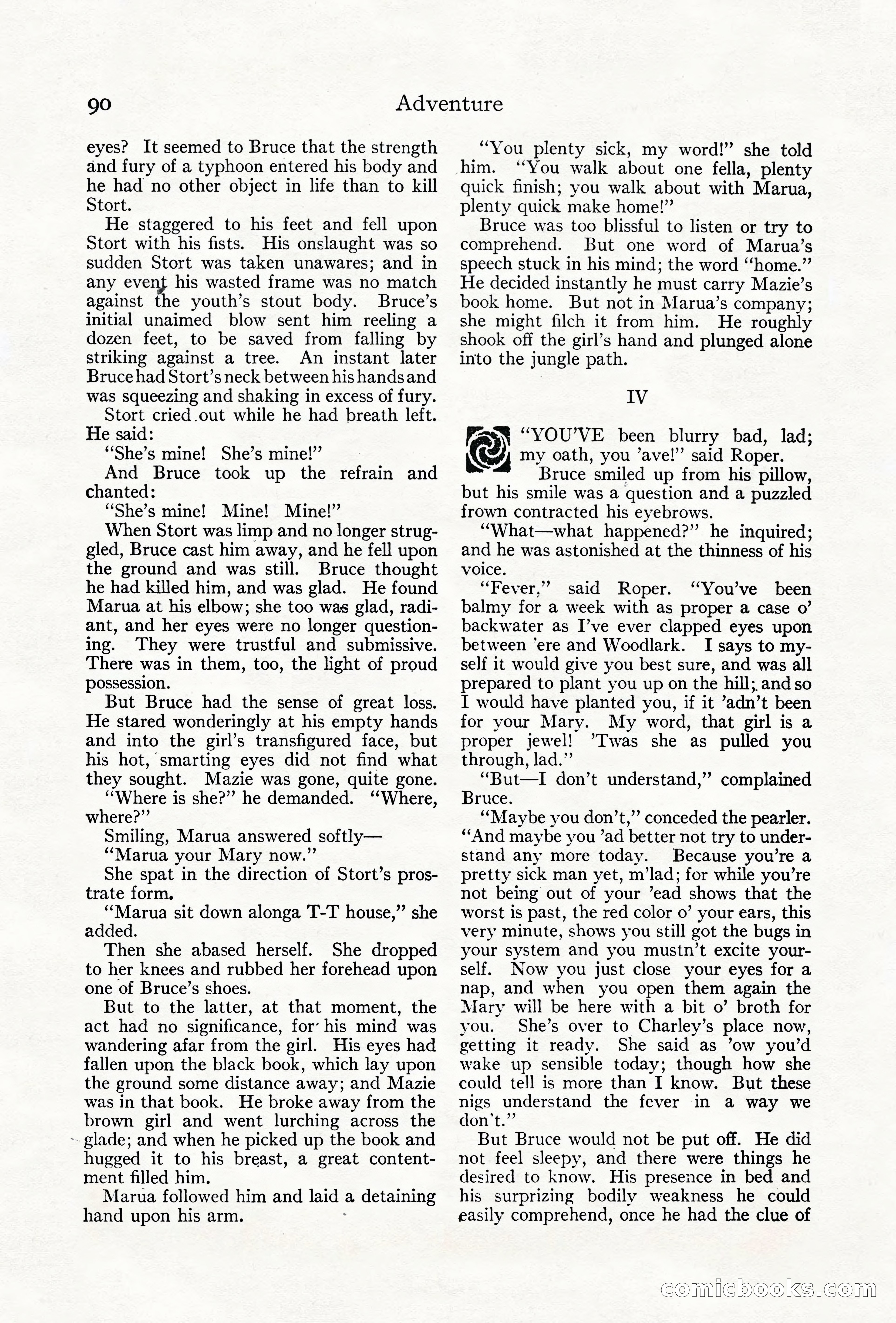 Adventure Magazine Cover, June 18, 1921 — page 100 of 204