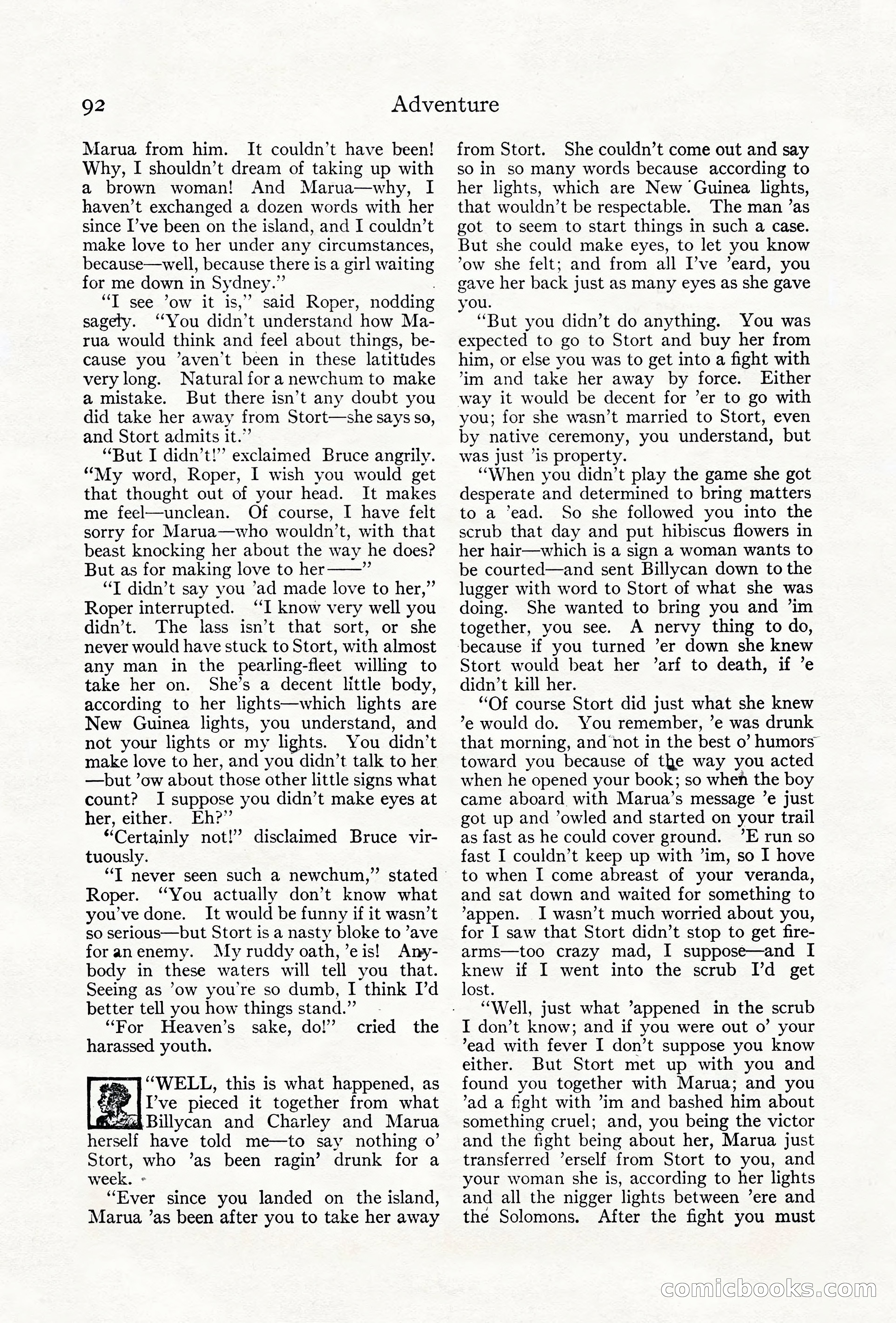 Adventure Magazine Cover, June 18, 1921 — page 102 of 204